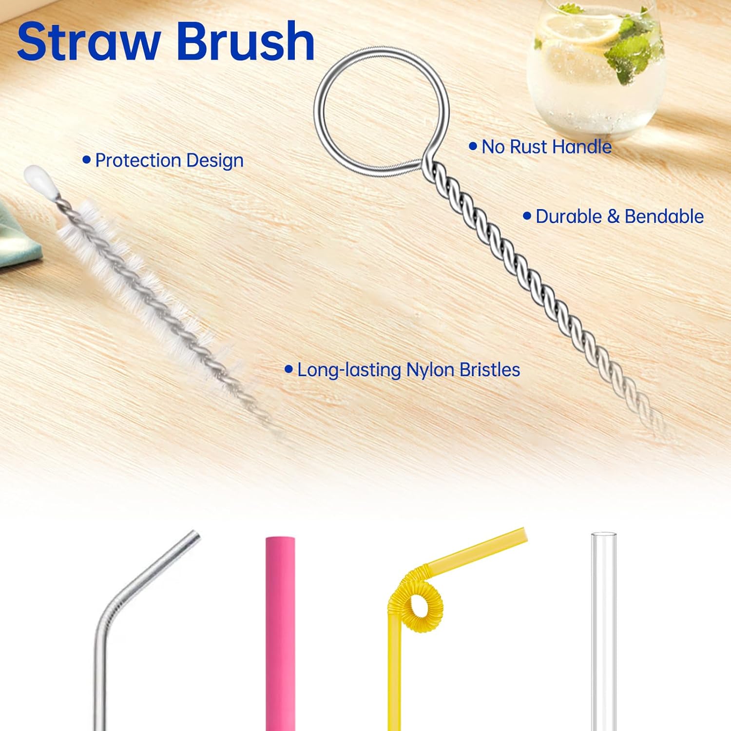 3 Pack Water Bottle Cleaner Brush Set - for Owala Cleaning Kit, Long Handle Silicone Bottle Brush Soft Touch No Scratch, Straw Cleaner Brush, 3 in 1 Multipurpose Cup Cleaner Kit for Owala Accessories - view 4
