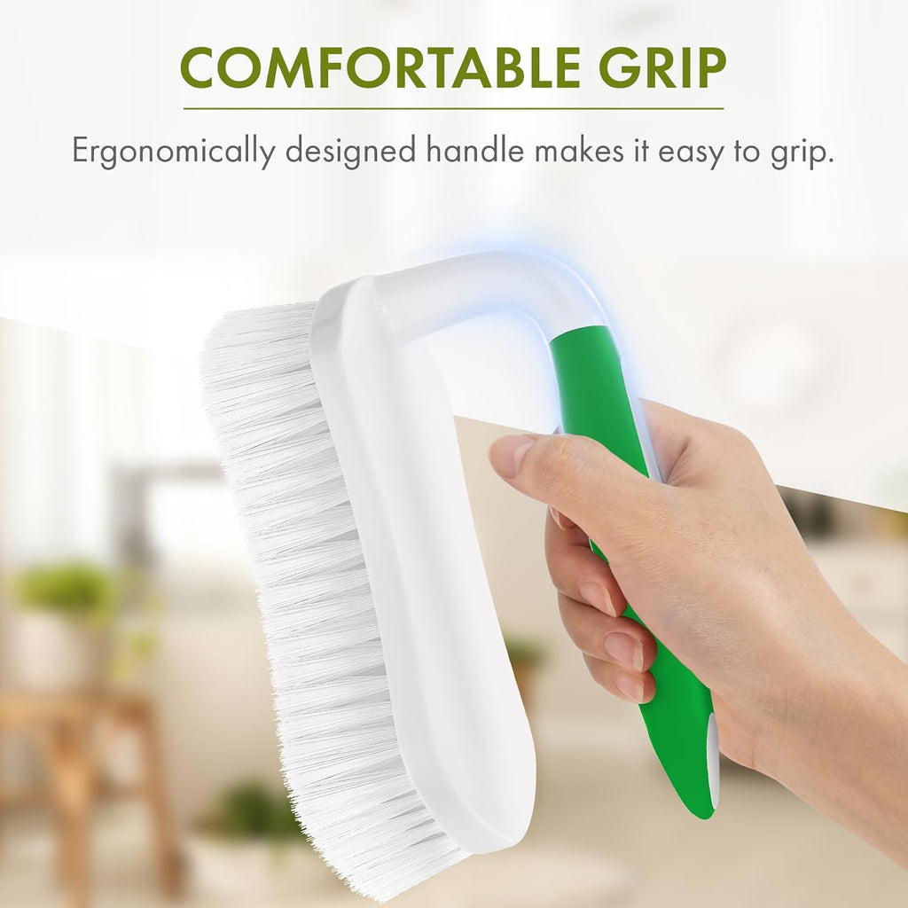 Scrub Brush for Cleaning Comfort Grip Shower Scrubber Stiff Bristles with Handle Heavy Duty Cleaner Brush for Tub Sink Carpet Floor - Pack of 2 (Green+Green) - view 2