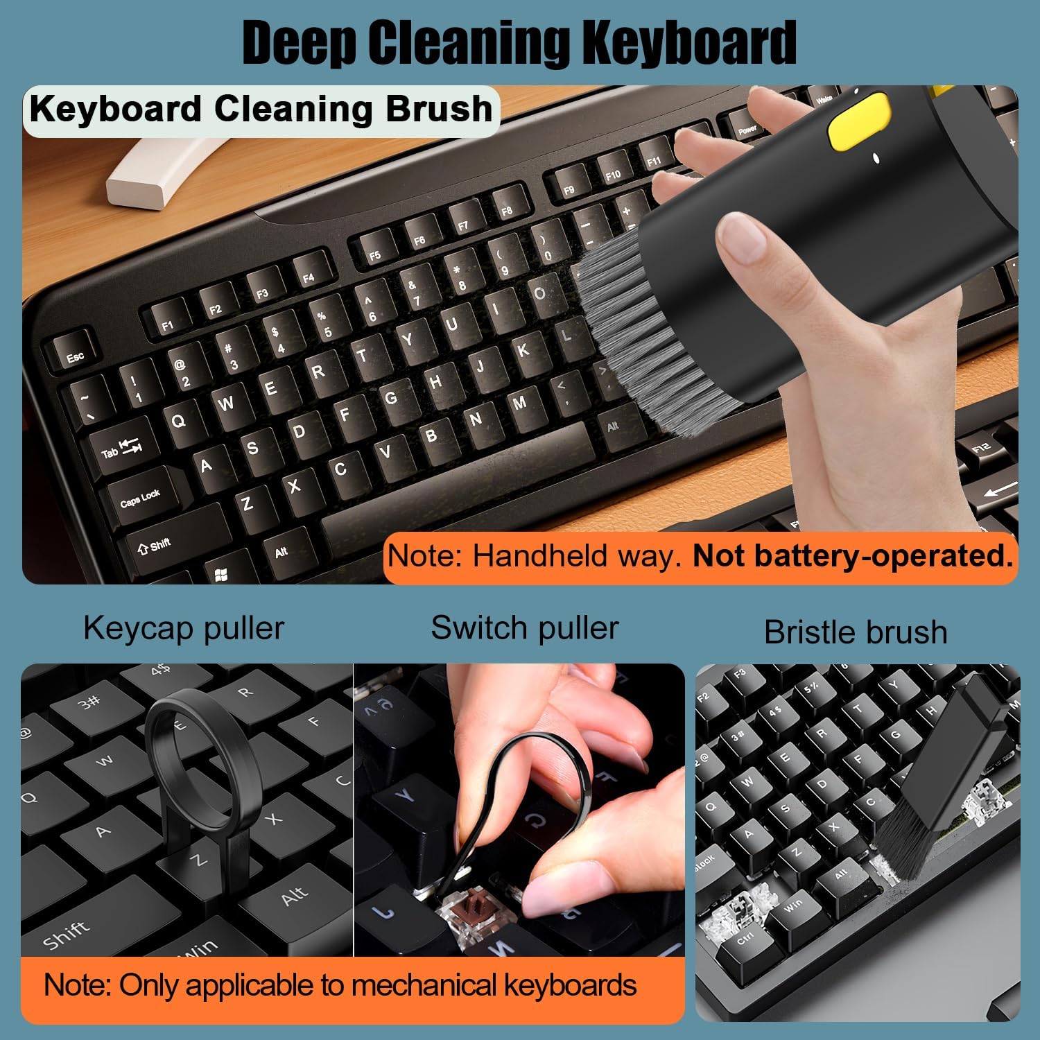 20 in 1 multifunctional cleaner kit for electronic devices (black), keyboard cleaning brush, headphones cleaner kit for airpods, multi-tool for cleaning laptop, earbuds, camera, cellphones - view 3
