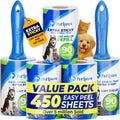 Extra Sticky Lint Roller Mega Value Set 450 Sheets for Pet Hair Removal and Clothes, Dog and Cat Lint Remover 5 Pack