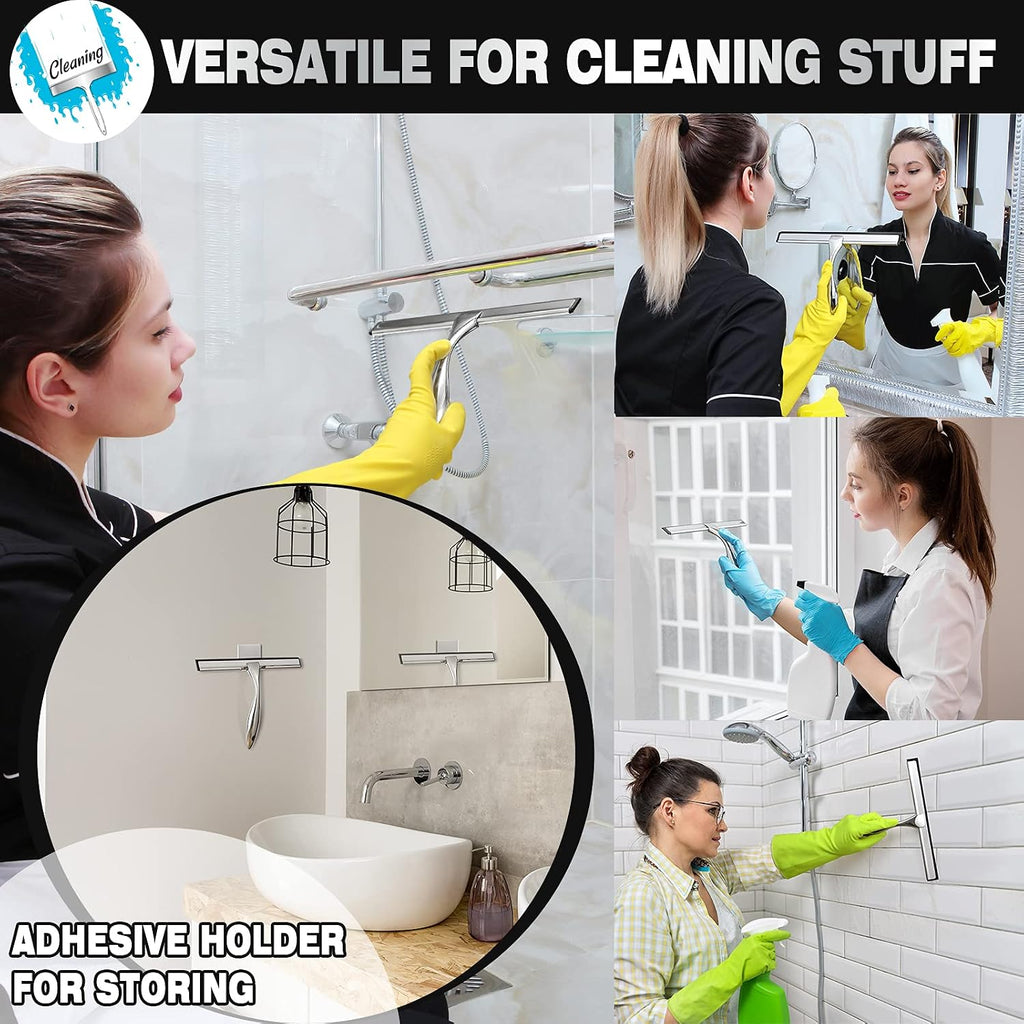 Shower Squeegee, 14-Inch Silver Squeegee, All-Purpose Stainless Steel Squeegee for Bathroom, Shower Doors, Mirrors, Tiles and Car Windows - 100% Streak Free - view 7