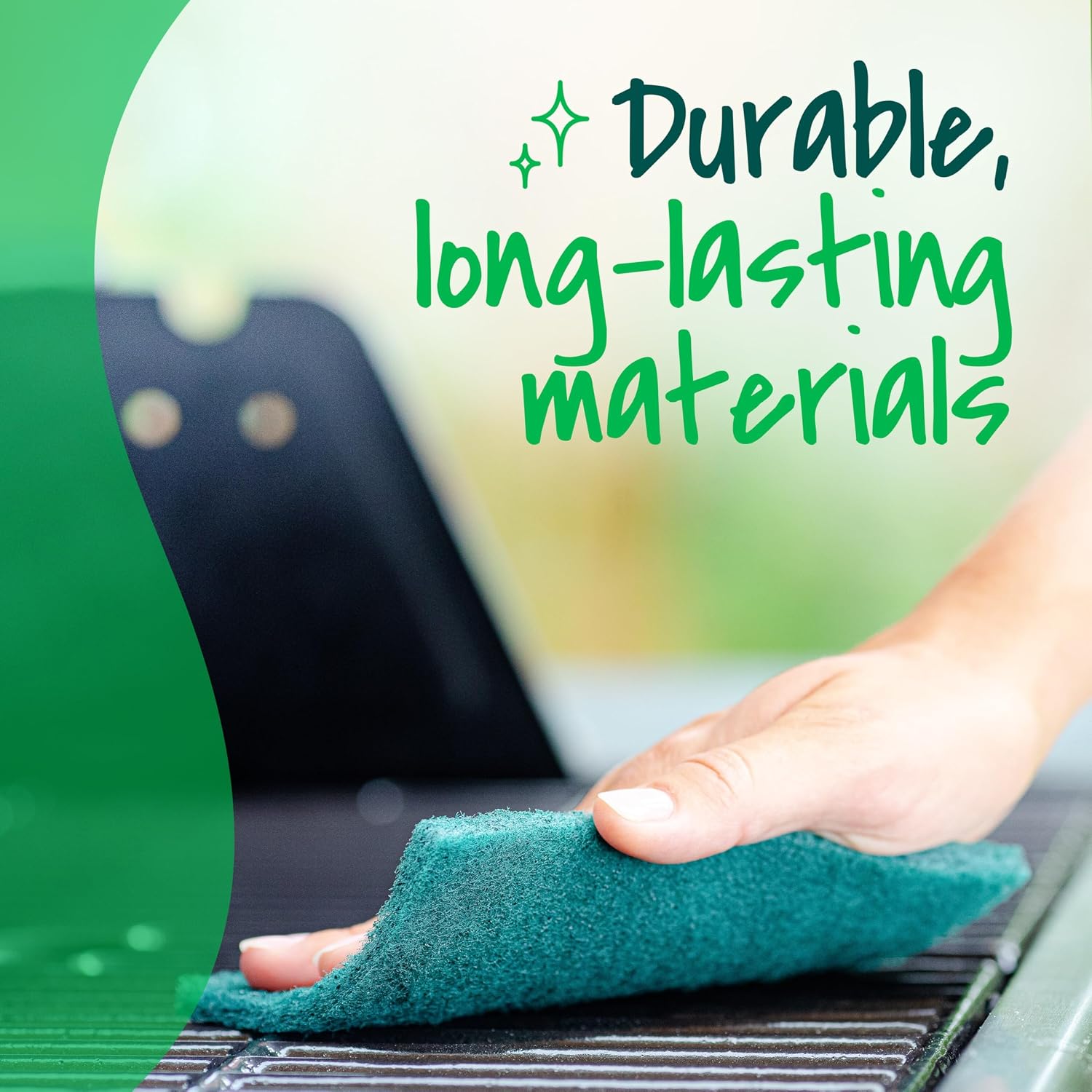 Heavy duty scouring pad, dish scrubber for kitchen + outdoor, 8 scrub pads for uncoated pots and pans, cast iron cooktops, grill grates, oven racks, & BBQ, durable, long-lasting - view 5