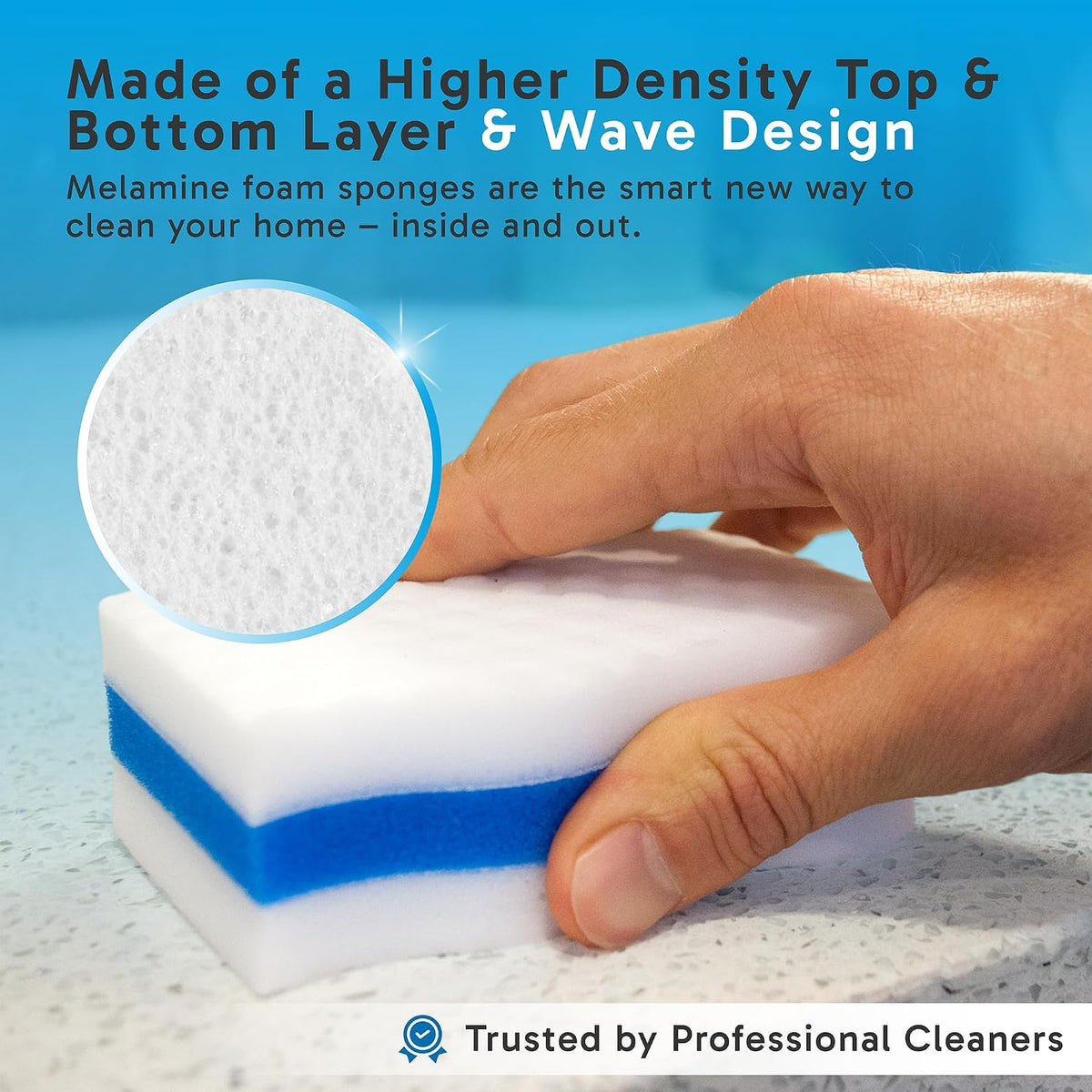 (100 Pack) Extra Durable Eraser Sponge – Extra Thick, Long Lasting Magic Melamine Cleaning Sponges in Bulk – Foam Pads for Walls, Kitchen, Bathroom, Floor & Baseboard Cleaner - view 3