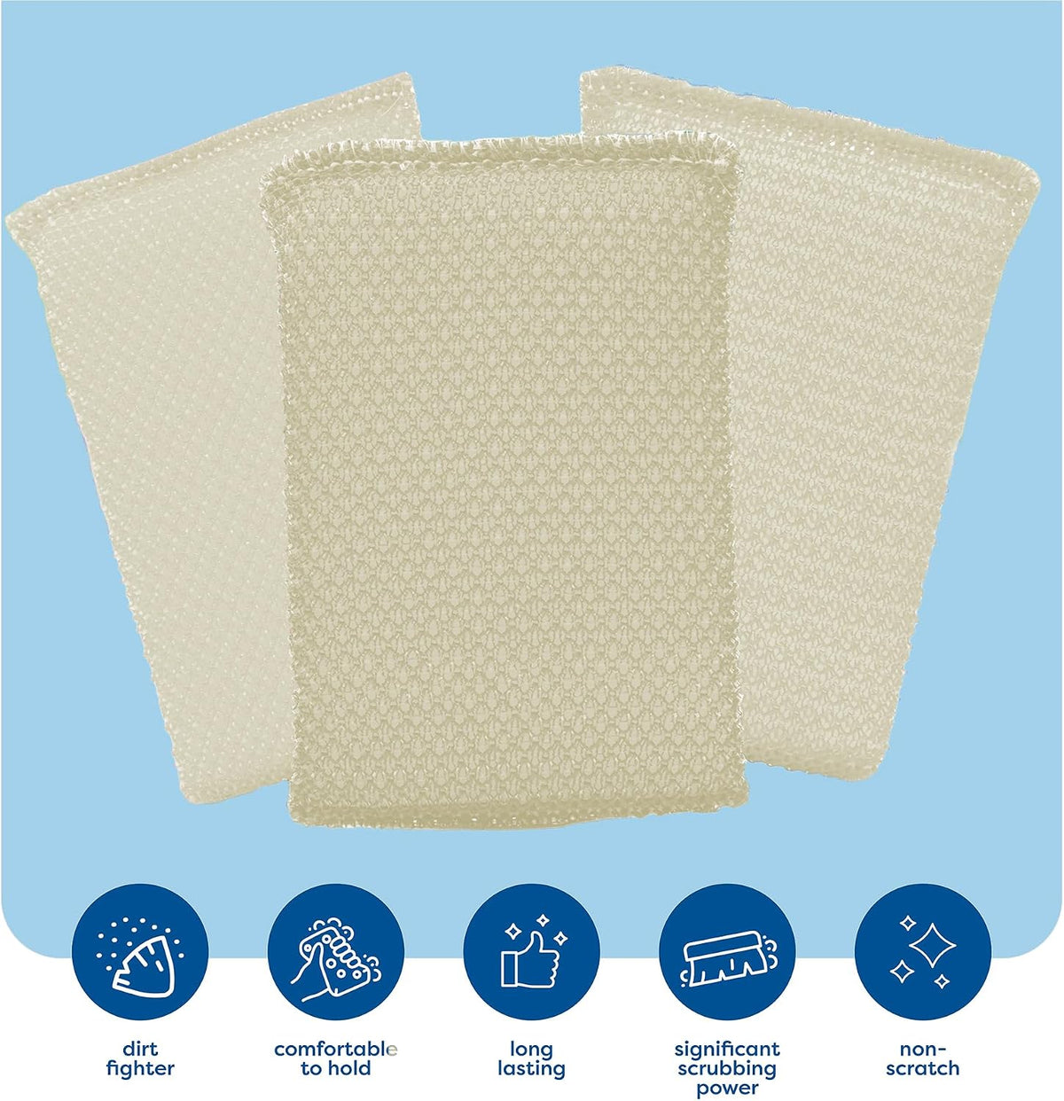 Multi-purpose scouring pad - non-scratch cleaning dobie pads for pots, pans, dishes, utensils & non-stick cookware - sponge scrubbers use for kitchen, bathroom & more (6 pack) - view 6