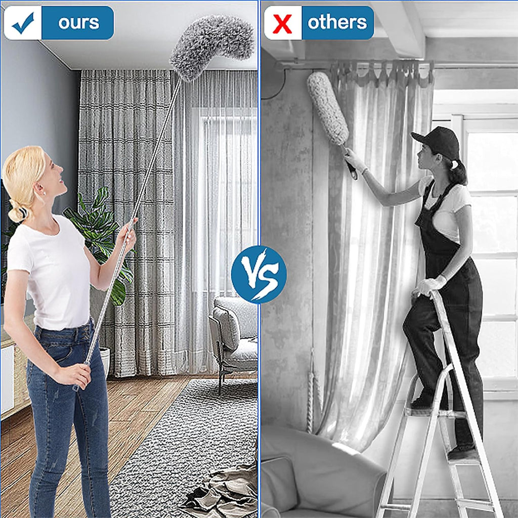 Microfiber feather duster, duster with extension pole 30-100 inches, ceiling fan cleaner duster retractable gap dust brush cleaner for cleaning cobweb, high ceiling, blinds - view 7