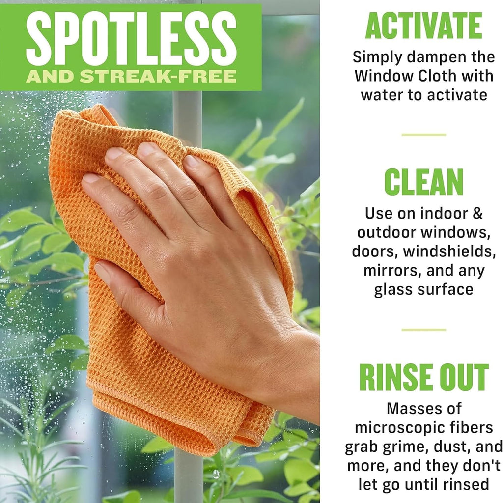 Microfiber Window Cleaning Cloth Kit - Glass Cleaning Cloth for Windows, Mirrors, Cars, Lenses, Eyeglasses, & More, Streak Free Clean, Machine Washable Reusable Towel - Tangerine Orange - view 3