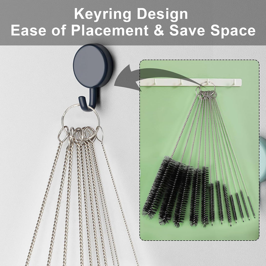12 pcs straw cleaner brushes set, 8.2 inch nylon cleaning brush, black tube cleaner brushes for tumbler, sippy cup, water bottles, hummingbird feeders, pipes, sink drain & pet waterers - view 6