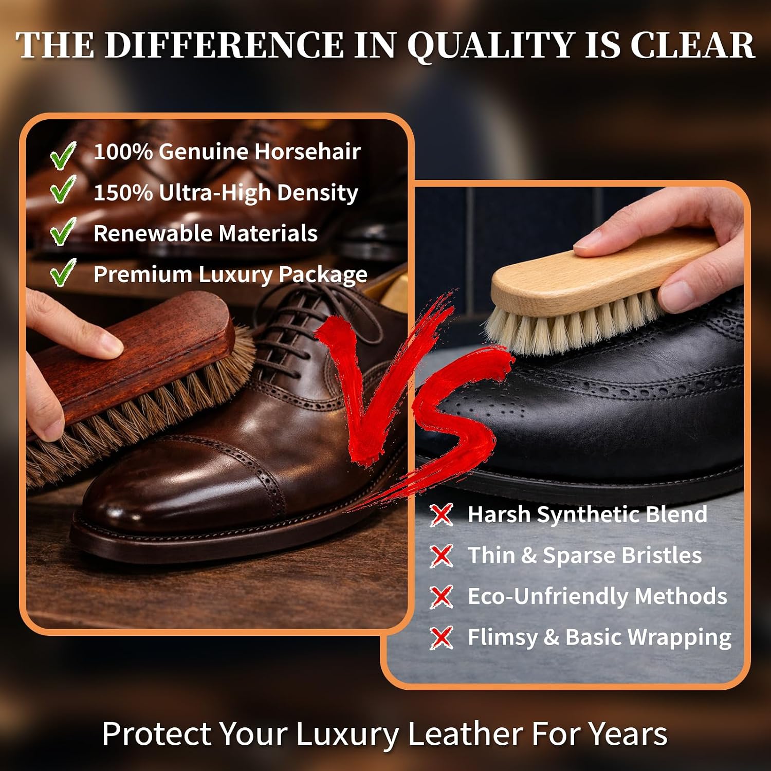 4PCS 100% Horse Hair Brush for Leather Shoe Brush Cleaning Boot Care Horse Hair Brush for Polishing Shining Buffing Dauber Applicator Suede Brush Professional Shoe Shine Brush for Cloth Car Seat Bag - view 3