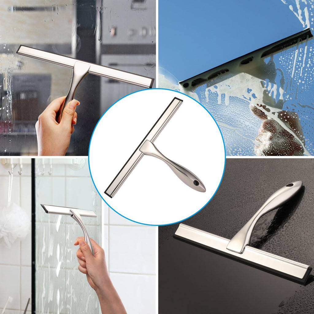 All-Purpose Shower Squeegee for Shower Doors, Bathroom, Window and Car Glass - Stainless Steel, 10 Inches - view 7