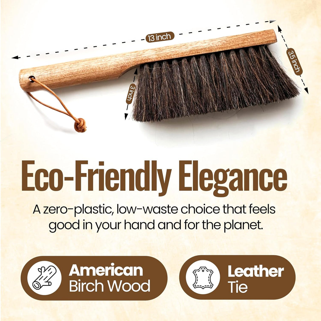 Dustpan bench woodworking brush, USA 13 inch horsehair brushes are used for counter, furniture, drafting, patio, fireplace cleaning, shop brush, leather tie, woodworking tool & accessories - view 4