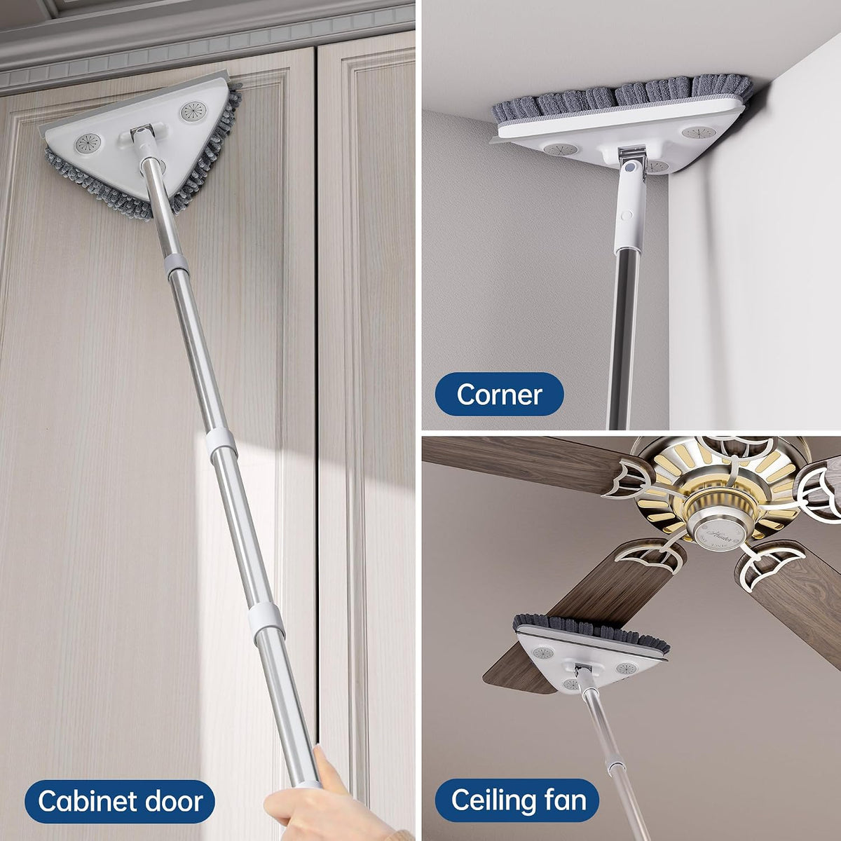 Wall Cleaner Mop with Long Handle, Dust Mop with 6 Reusable Pads | 3-in-1 Wall Duster with Extension pole, 58in Long Handle for Wall/Ceiling/Baseboard/Floors - view 8