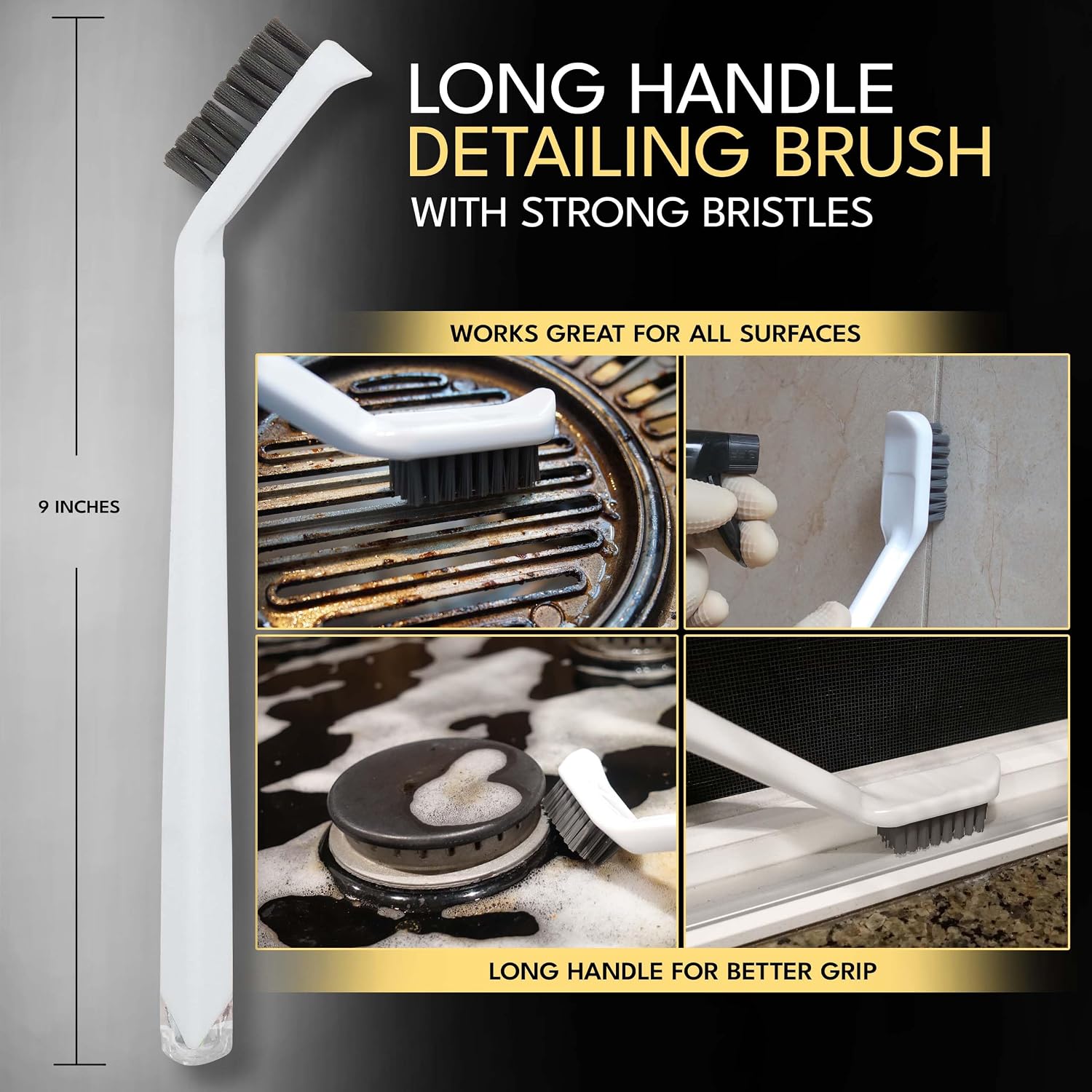 Grout cleaning brushes set (3 pcs) deep cleaner multi-purpose stiff bristle brush, cleaning toothbrush for cleaning corners, spaces, tile, shower, window & door track, floor, juicers and tight spaces - view 4