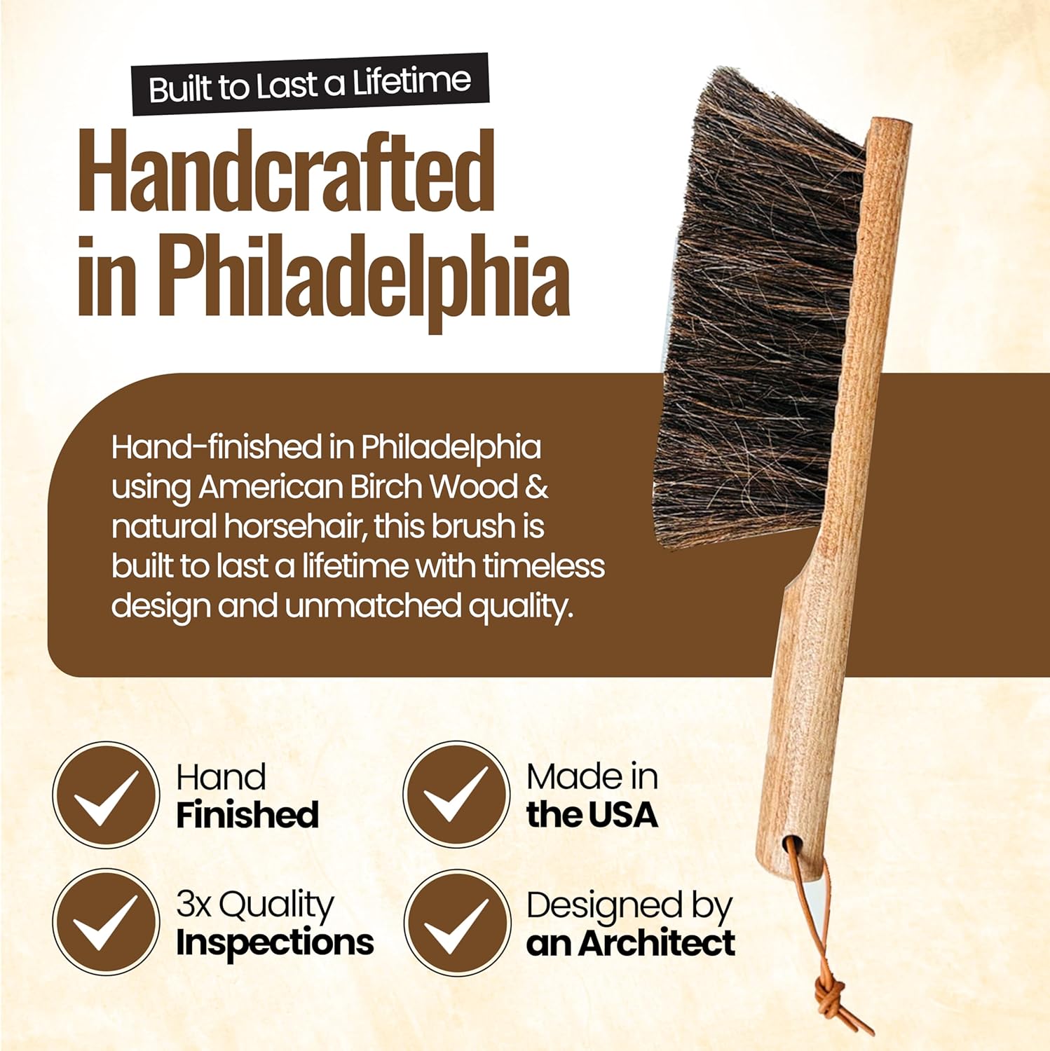 Dustpan bench woodworking brush, USA 13 inch horsehair brushes are used for counter, furniture, drafting, patio, fireplace cleaning, shop brush, leather tie, woodworking tool & accessories - view 2