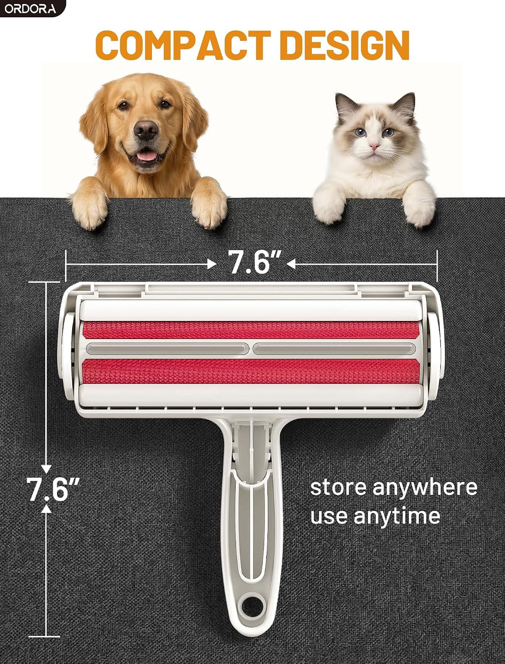 Pet hair remover roller, reusable lint roller for dog and cat hair, portable pet hair roller with large fur bin for couches, bedding, car, rugs & furniture, no refills or batteries, pet homes - view 8