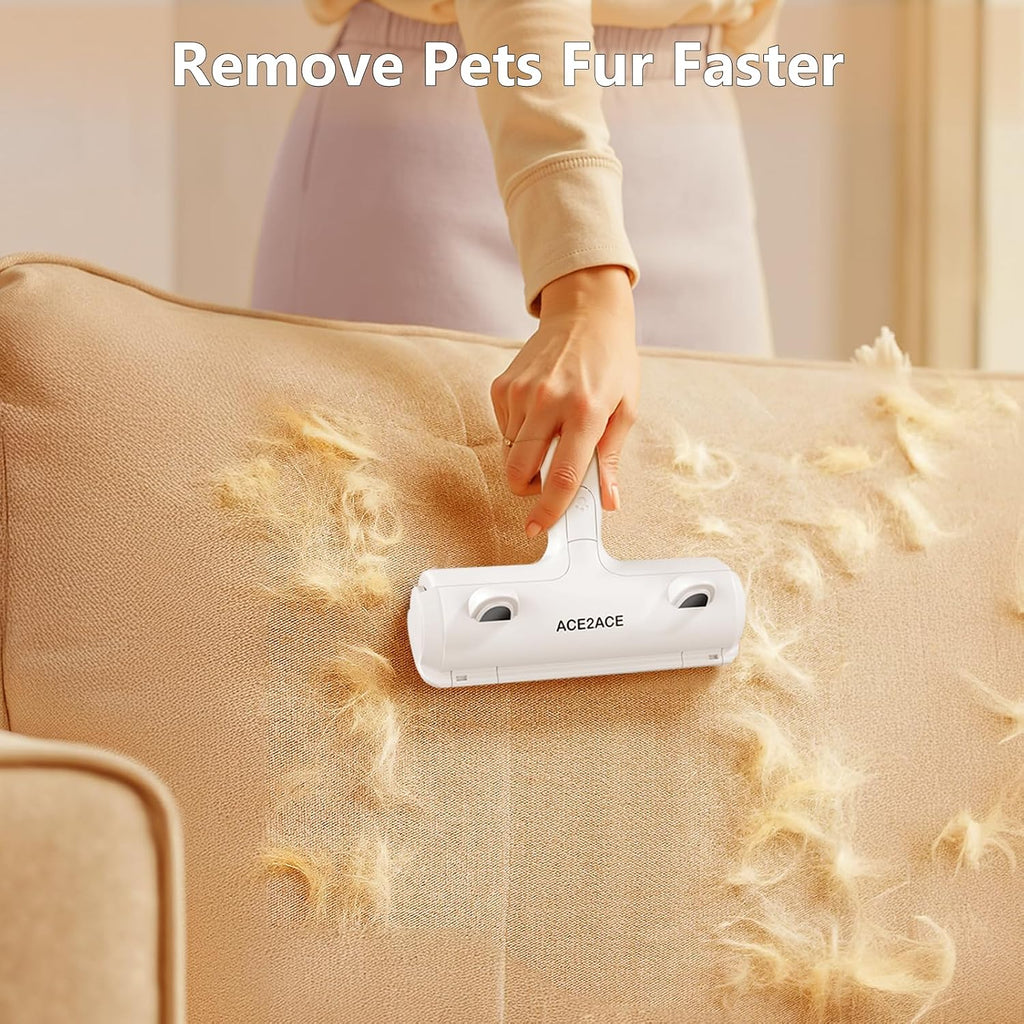 Pet hair remover, reusable lint roller for cat and dog hair, white, self clean cat hair remover with dust bin, dog hair remover for couch, furniture, carpet, sofa and bedding - view 2