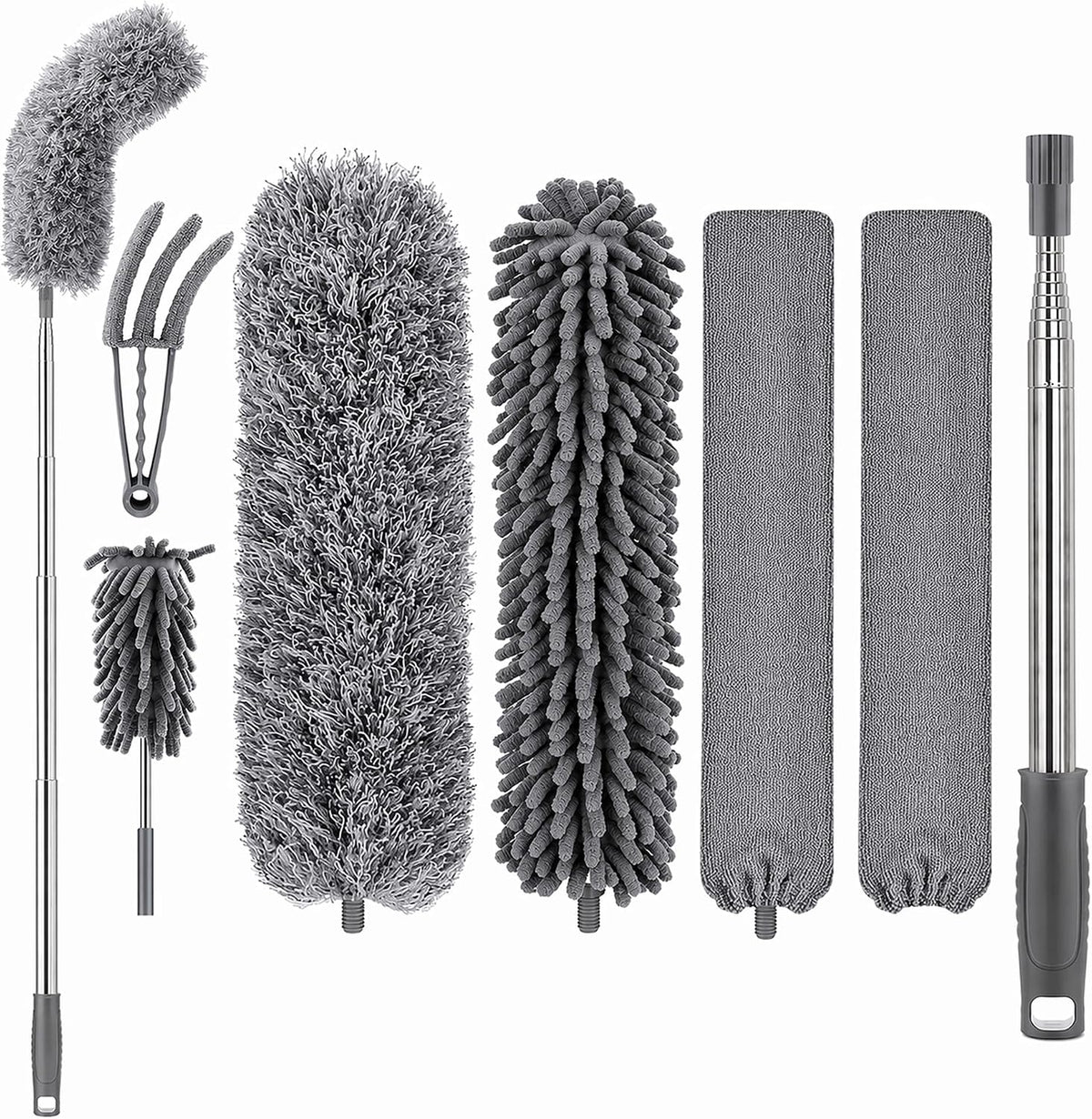 Microfiber feather duster, duster with extension pole 30-100 inches, ceiling fan cleaner duster retractable gap dust brush cleaner for cleaning cobweb, high ceiling, blinds