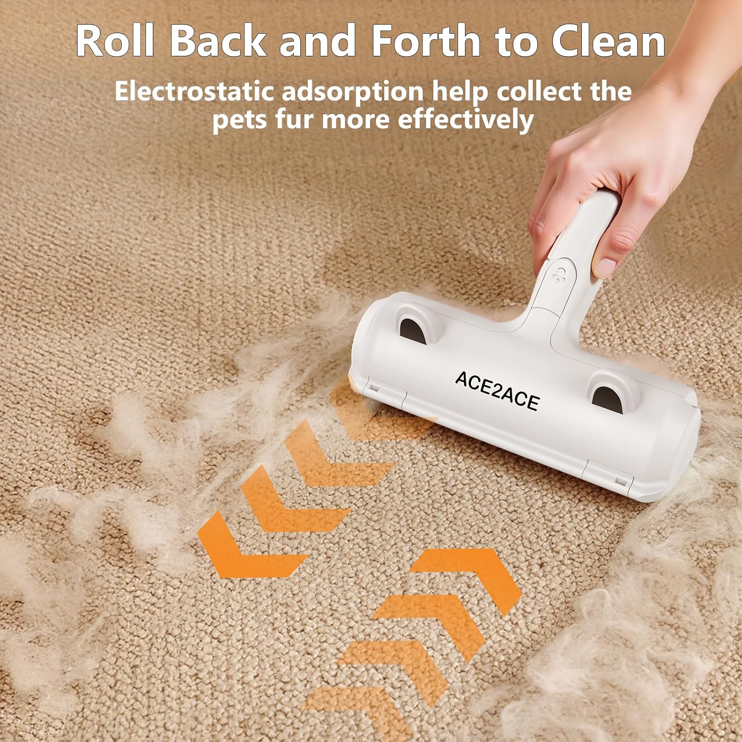 Pet hair remover, reusable lint roller for cat and dog hair, white, self clean cat hair remover with dust bin, dog hair remover for couch, furniture, carpet, sofa and bedding - view 3