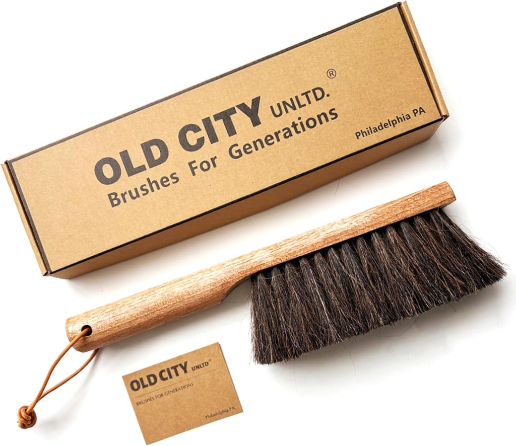 Dustpan bench woodworking brush, USA 13 inch horsehair brushes are used for counter, furniture, drafting, patio, fireplace cleaning, shop brush, leather tie, woodworking tool & accessories