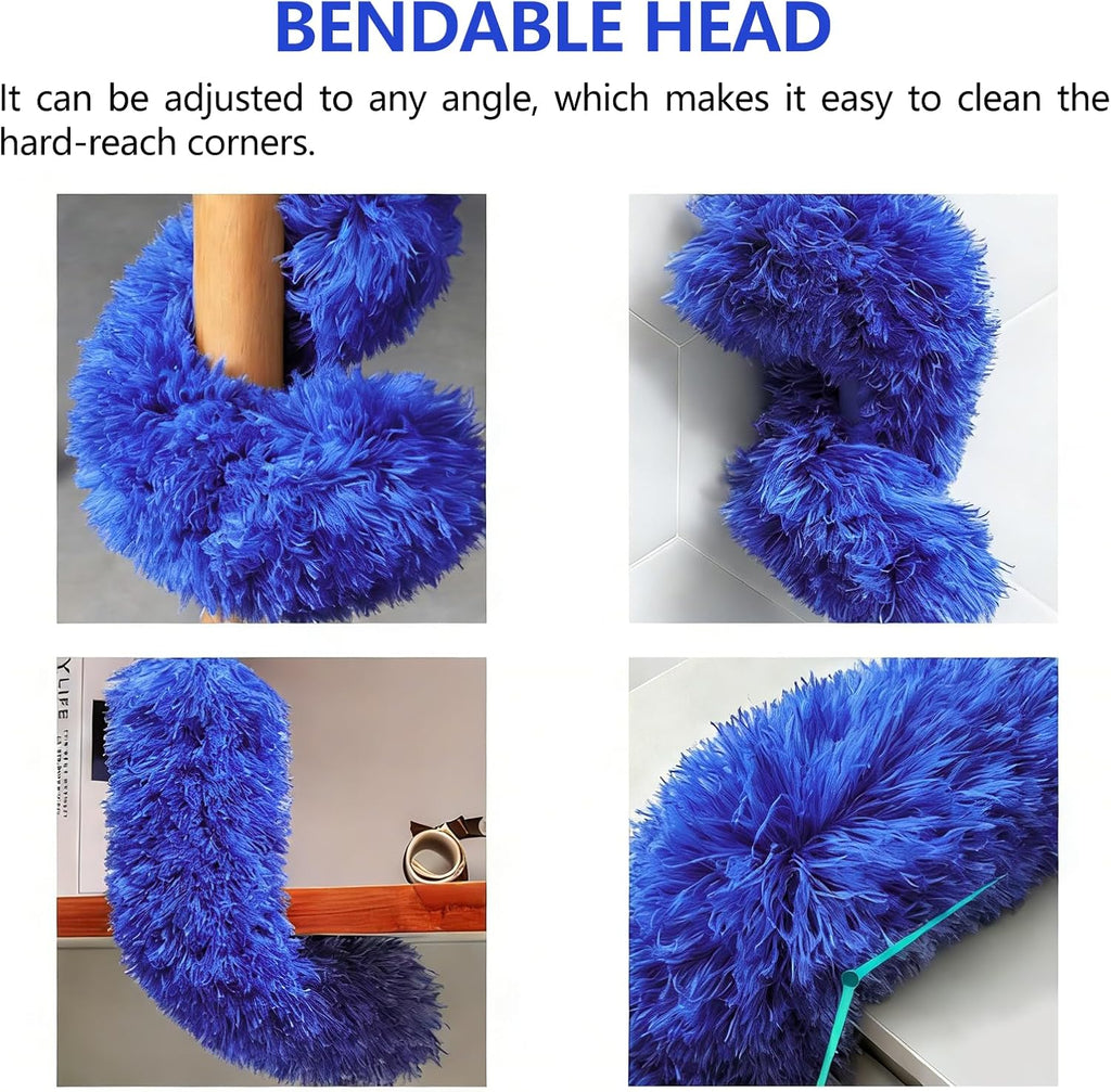 Extra-Long Dusters with Extension Pole 100-inch for Cleaning,Blue | Bendable Microfiber Head,Washable, Ceiling Fan Cleaner Duster, for Corner, High Ceilings and Furniture - view 3