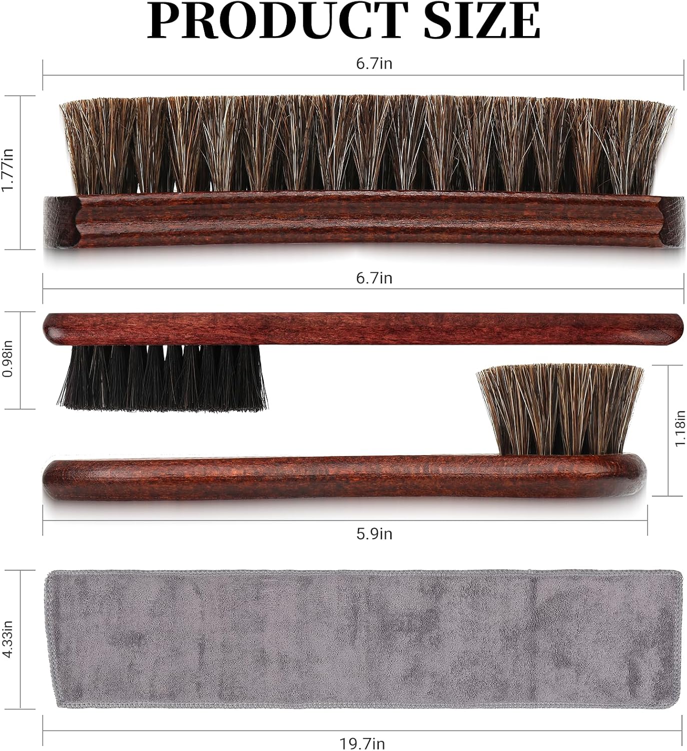 4PCS 100% Horse Hair Brush for Leather Shoe Brush Cleaning Boot Care Horse Hair Brush for Polishing Shining Buffing Dauber Applicator Suede Brush Professional Shoe Shine Brush for Cloth Car Seat Bag - view 8
