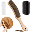 Cowboy Hat Brush Kit with Sponge Cleaning for Felt, Clothes, Shoes, 2 Pack | 100% horsehair, Lint brush Removes Dust, Pet Hair for Suede, Hats, Wool Coats, Suits, Furniture with Wood Handle Storage Bag