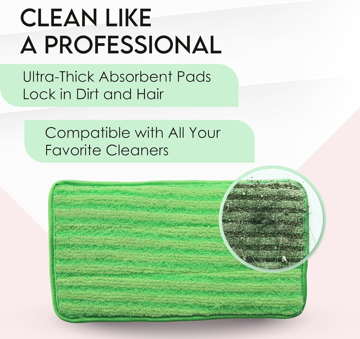 Reusable floor mop pads - pack of 2, machine washable, 12-inch microfiber mop refills - compatible with Swiffer Wet Jet - household cleaning tools - view 2