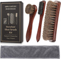 4PCS 100% Horse Hair Brush for Leather Shoe Brush Cleaning Boot Care Horse Hair Brush for Polishing Shining Buffing Dauber Applicator Suede Brush Professional Shoe Shine Brush for Cloth Car Seat Bag