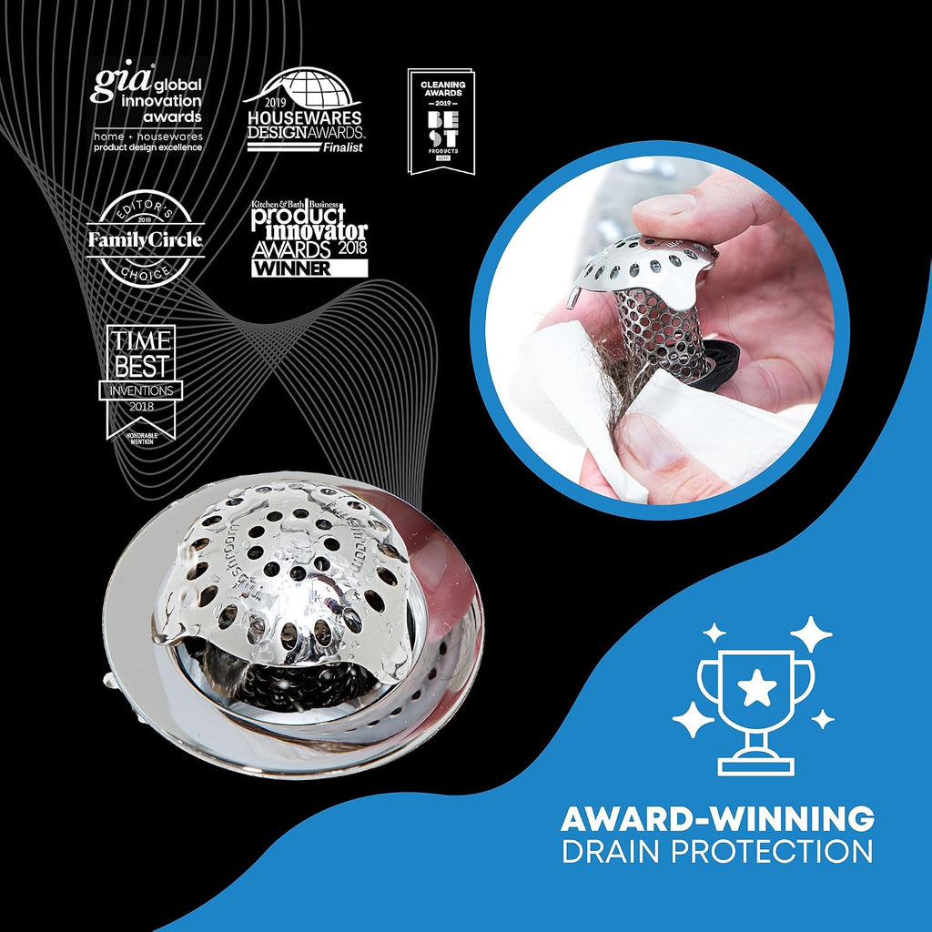 Ultra revolutionary bath tub drain protector hair catcher/strainer/snare, stainless steel, stainless combo - view 5