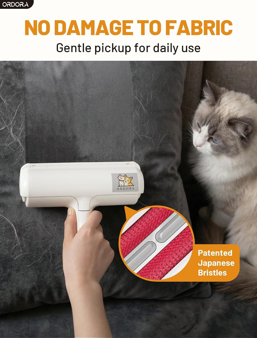 Pet hair remover roller, reusable lint roller for dog and cat hair, portable pet hair roller with large fur bin for couches, bedding, car, rugs & furniture, no refills or batteries, pet homes - view 5