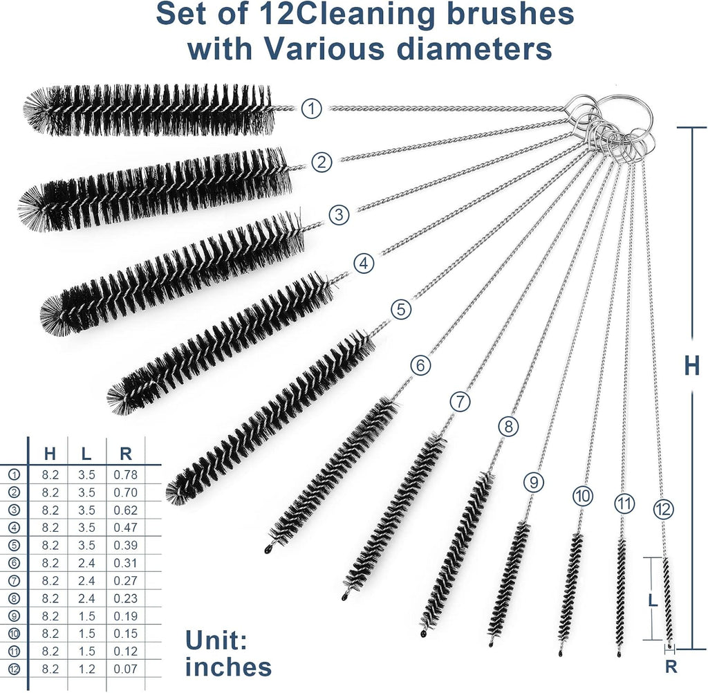 12 pcs straw cleaner brushes set, 8.2 inch nylon cleaning brush, black tube cleaner brushes for tumbler, sippy cup, water bottles, hummingbird feeders, pipes, sink drain & pet waterers - view 8