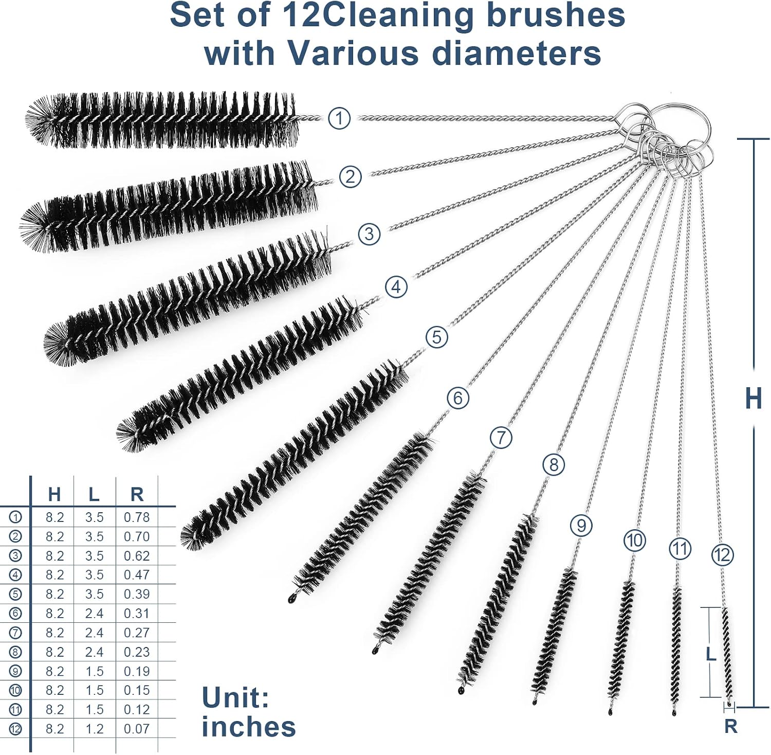 12 pcs straw cleaner brushes set, 8.2 inch nylon cleaning brush, black tube cleaner brushes for tumbler, sippy cup, water bottles, hummingbird feeders, pipes, sink drain & pet waterers - view 8