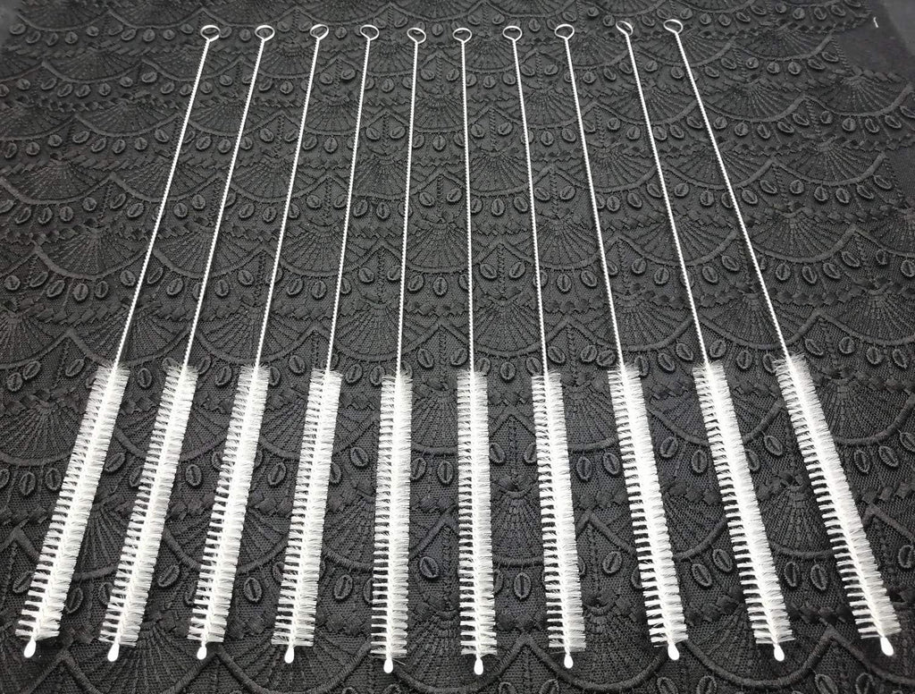 Straw cleaner brush extra long 12 inch, extra wide 12mm diam for 40/30/20 oz mug, nylon bristles and stainless steel handle straw brush (10 pcs) - view 3