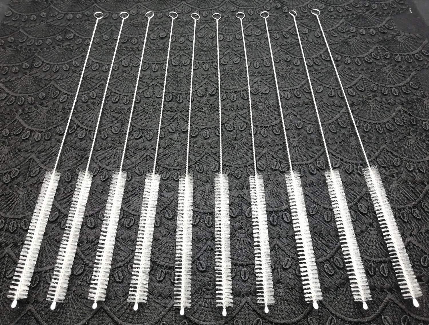 Straw cleaner brush extra long 12 inch, extra wide 12mm diam for 40/30/20 oz mug, nylon bristles and stainless steel handle straw brush (10 pcs) - view 3