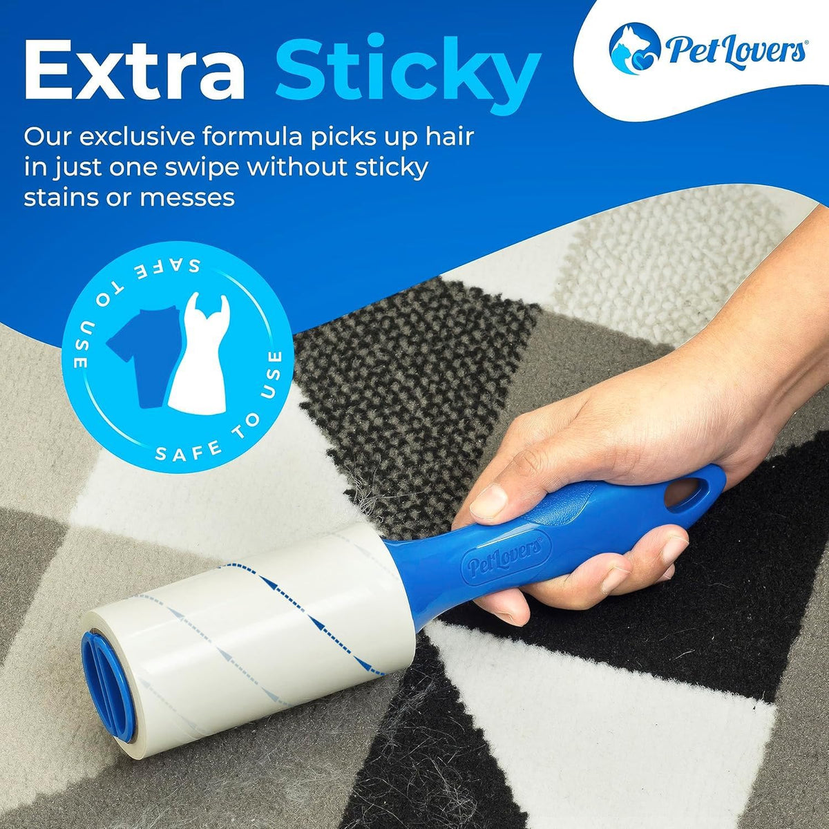 Extra Sticky Lint Roller Mega Value Set 450 Sheets for Pet Hair Removal and Clothes, Dog and Cat Lint Remover 5 Pack - view 2