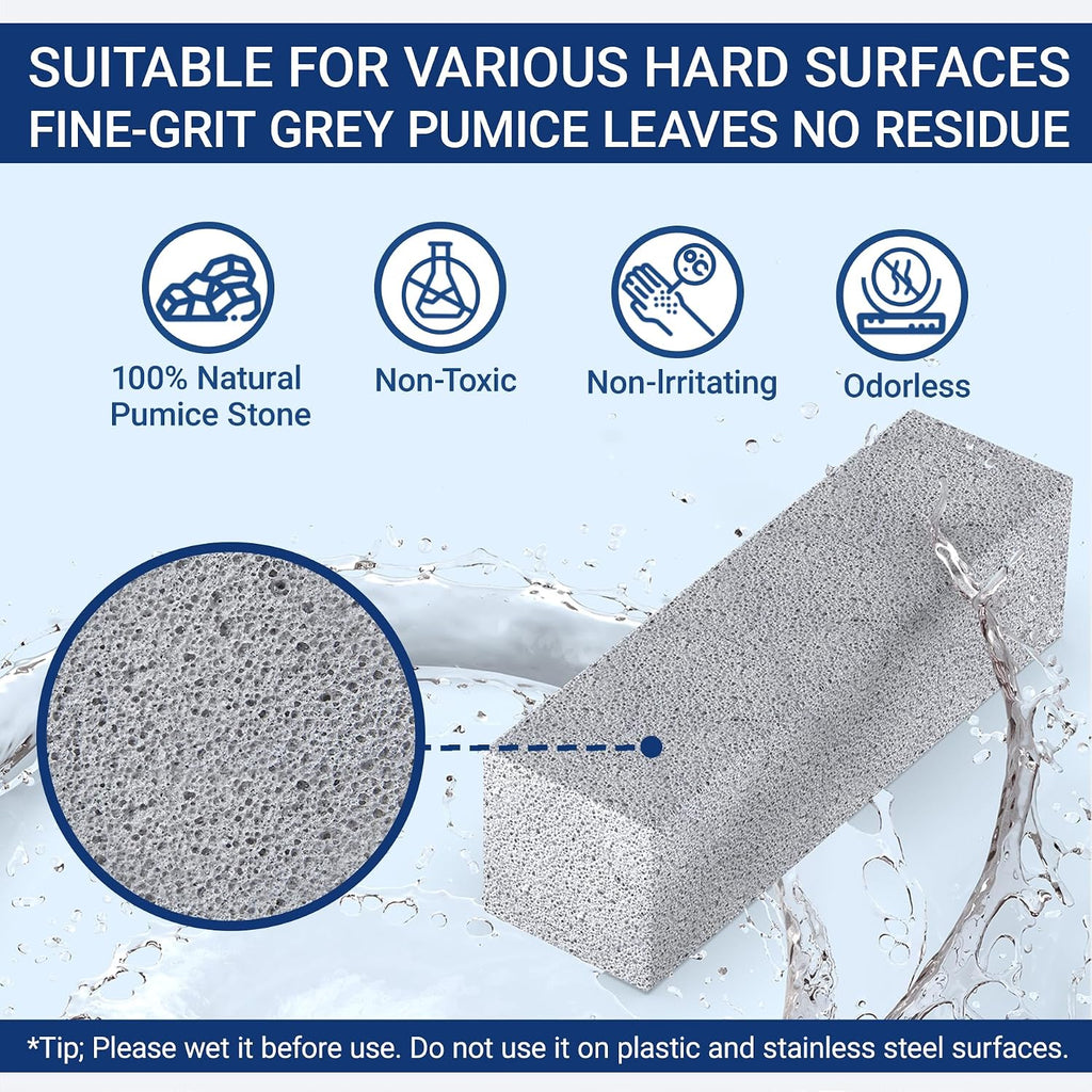2 Pack pumice stone for toilet cleaning, extra long handle for removing bowl ring, pool, bathroom, toilet brush - view 3
