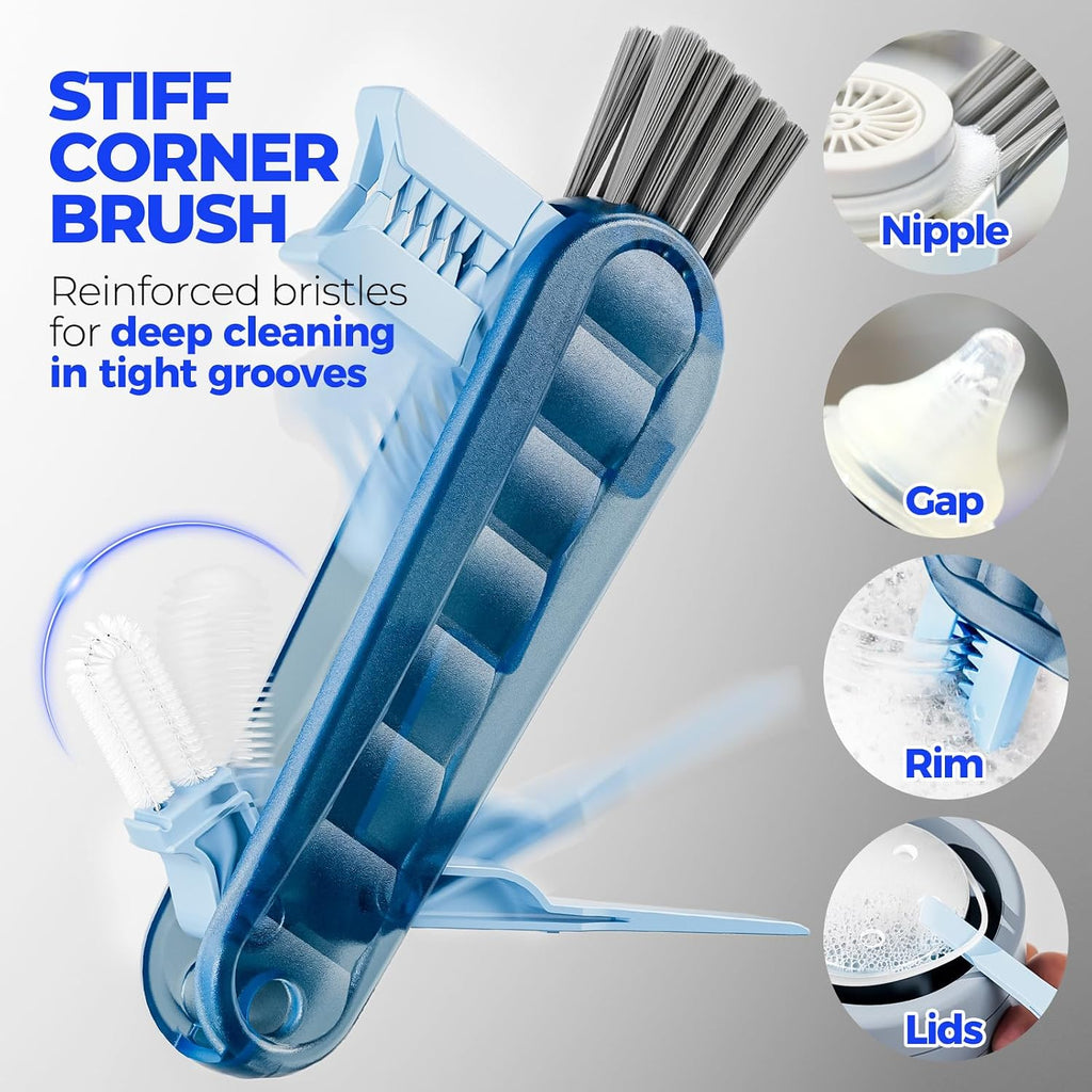 6 Pack Bottle Brush 14" Stainless Steel Straw Cleaner Brush,Blue | Bottle Cleaner Brush, 3 Straw, Bottle Cleaning Brush for Water Bottle, Baby Bottle Brush, Antistatic Brushes - view 3