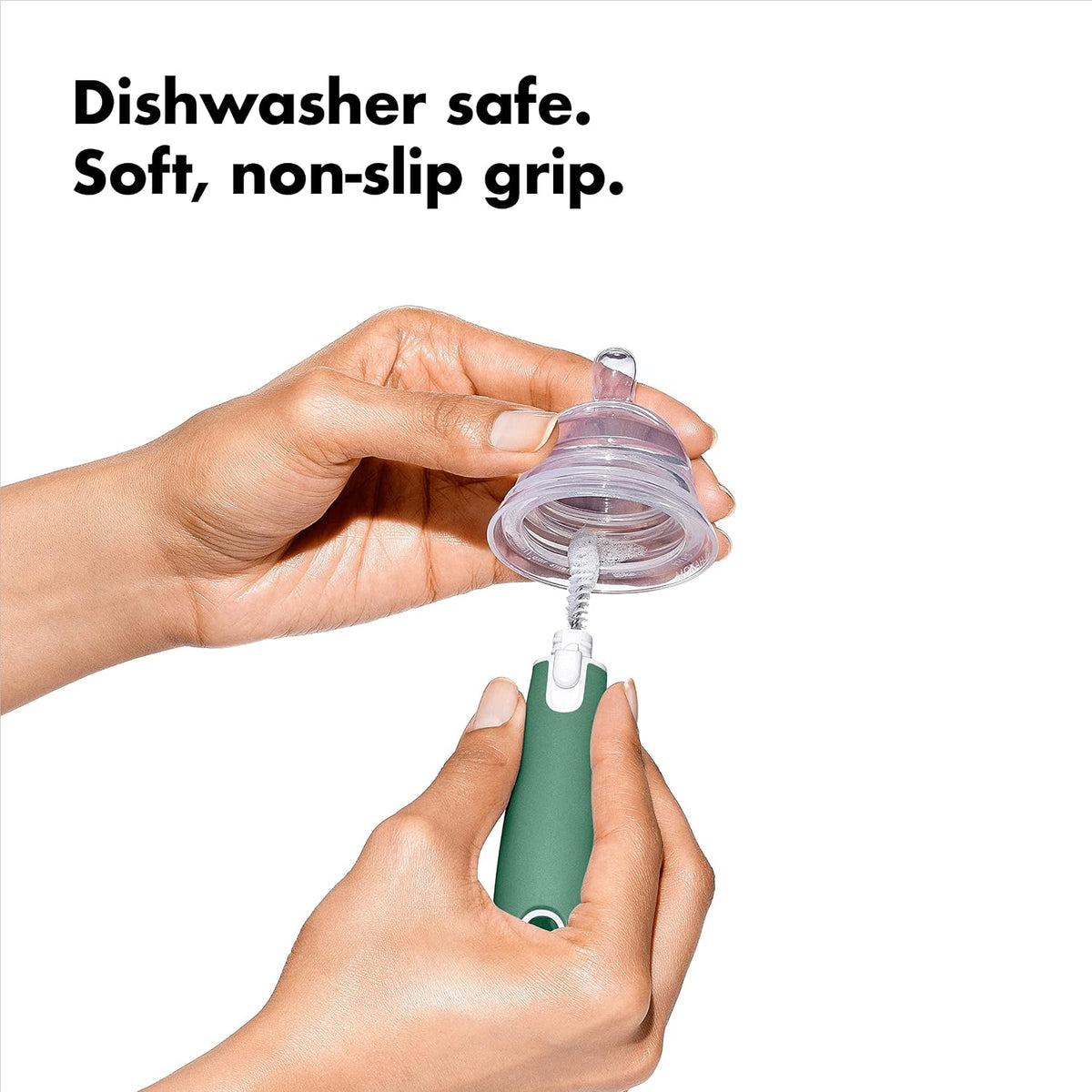 Bottle Brush with Nipple Cleaner and Stand - Sage - view 5