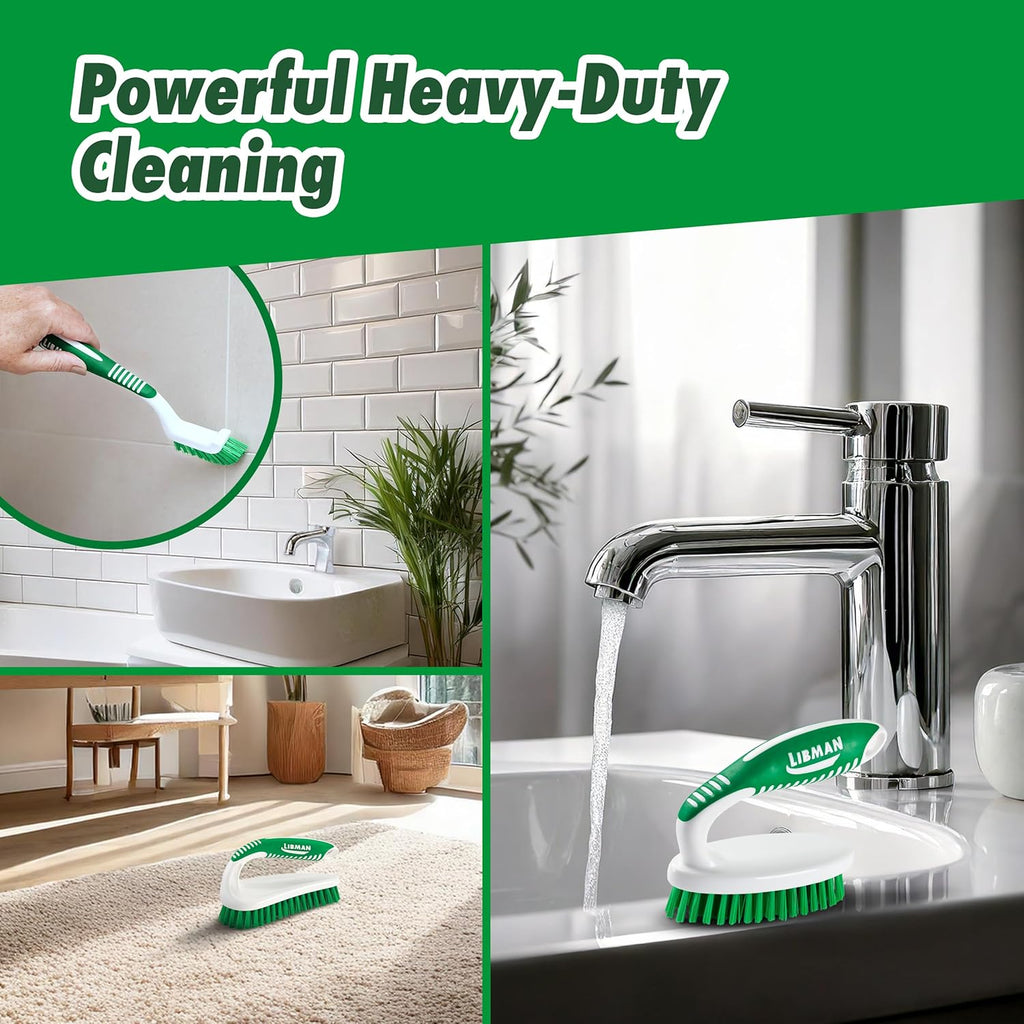 Scrub brush kit, cleaning brush, tile & grout brush, small scrub brush, power scrub brush, carpet brush, bathroom scrubber, boot scrubber, 3 different brushes included - view 5