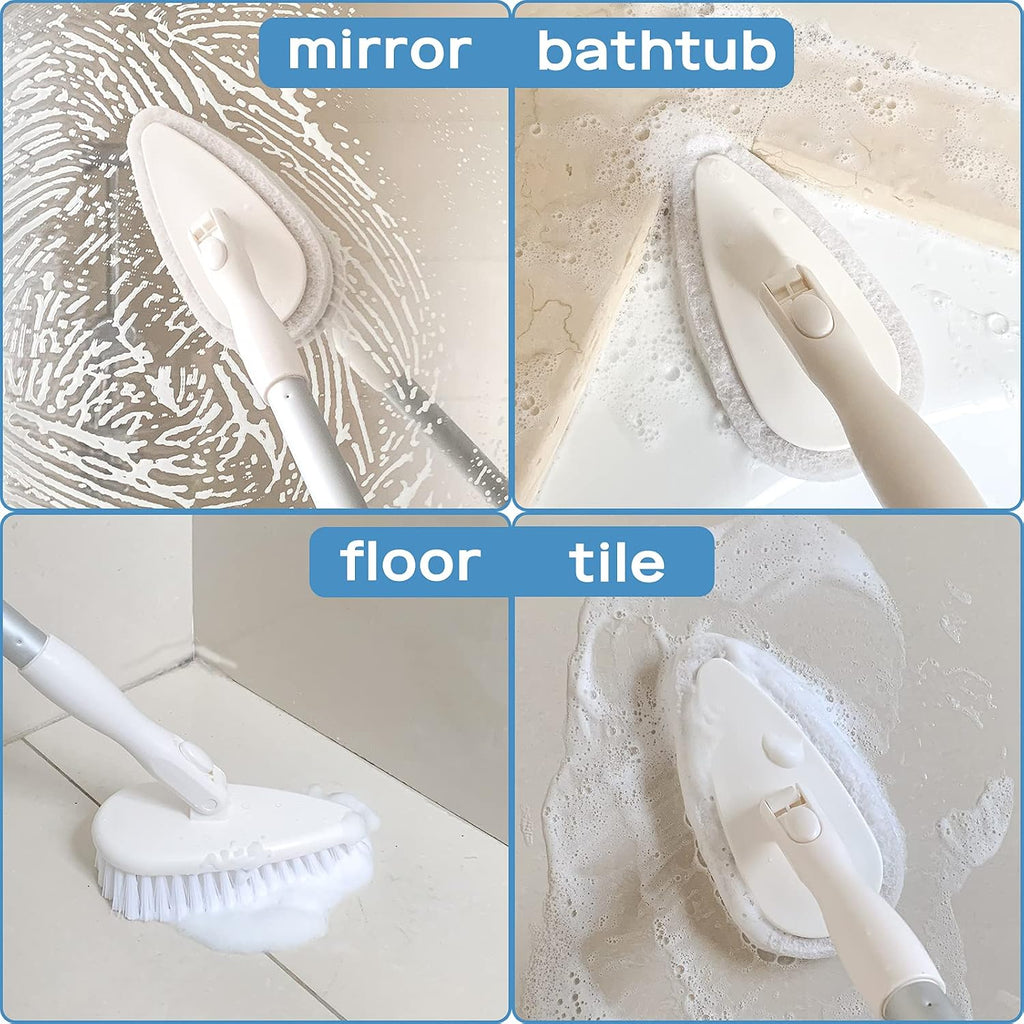 Shower scrubber cleaning brush combo bath tub tile cleaner scrubber brush with 51'' adjustable long handle scrub brush for bathroom shower bathtub wall mop cleaning scrubbing - view 7
