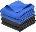 Large Microfiber Cleaning Cloths - 4 Pack - 18 x 18 inch - Perfect for Wide Screen TVs, Large Computer Monitors- Also for Cleaning Glasses, Camera Lenses, Laptops and LCD Screens- Blue/Black