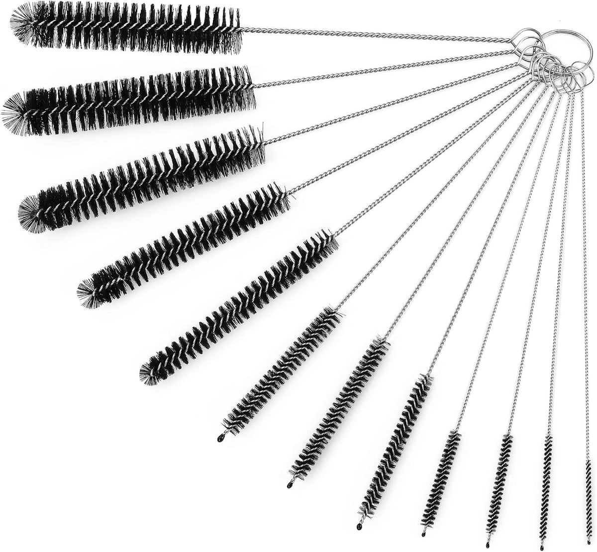 12 pcs straw cleaner brushes set, 8.2 inch nylon cleaning brush, black tube cleaner brushes for tumbler, sippy cup, water bottles, hummingbird feeders, pipes, sink drain & pet waterers