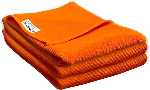 ! Microfiber Glasses & Screen Cleaning Cloth, 3 Pack, 14x14, Orange | Machine Washable, Suitable for Electronics – TV, Car, Computer, Laptop, Monitor & Eyeglasses, Prevents Scratches, Lint Free - view 2