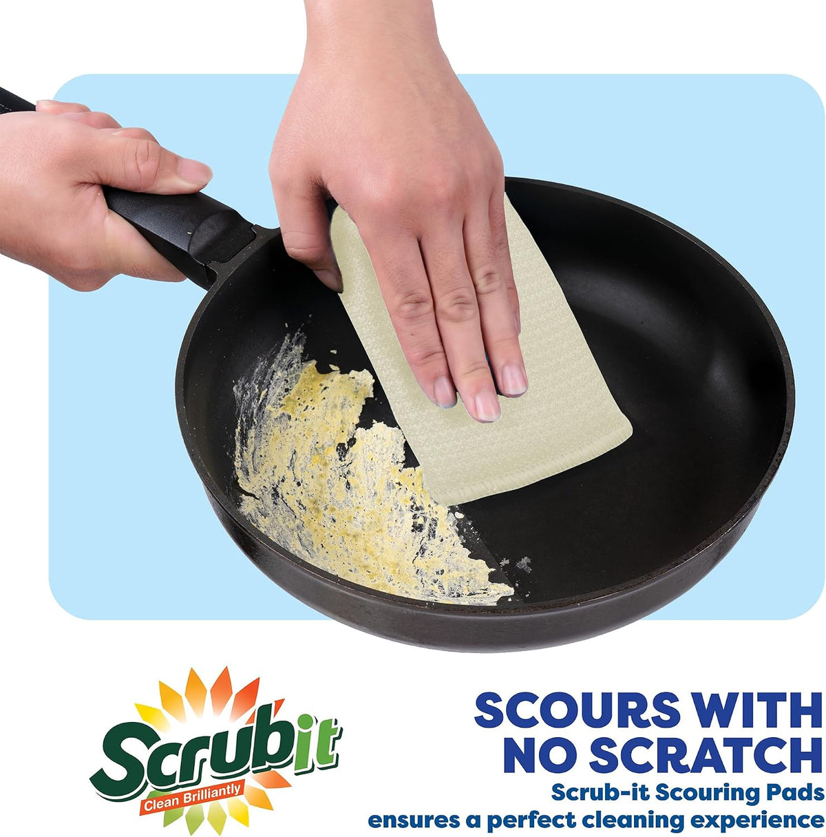 Multi-purpose scouring pad - non-scratch cleaning dobie pads for pots, pans, dishes, utensils & non-stick cookware - sponge scrubbers use for kitchen, bathroom & more (6 pack) - view 4