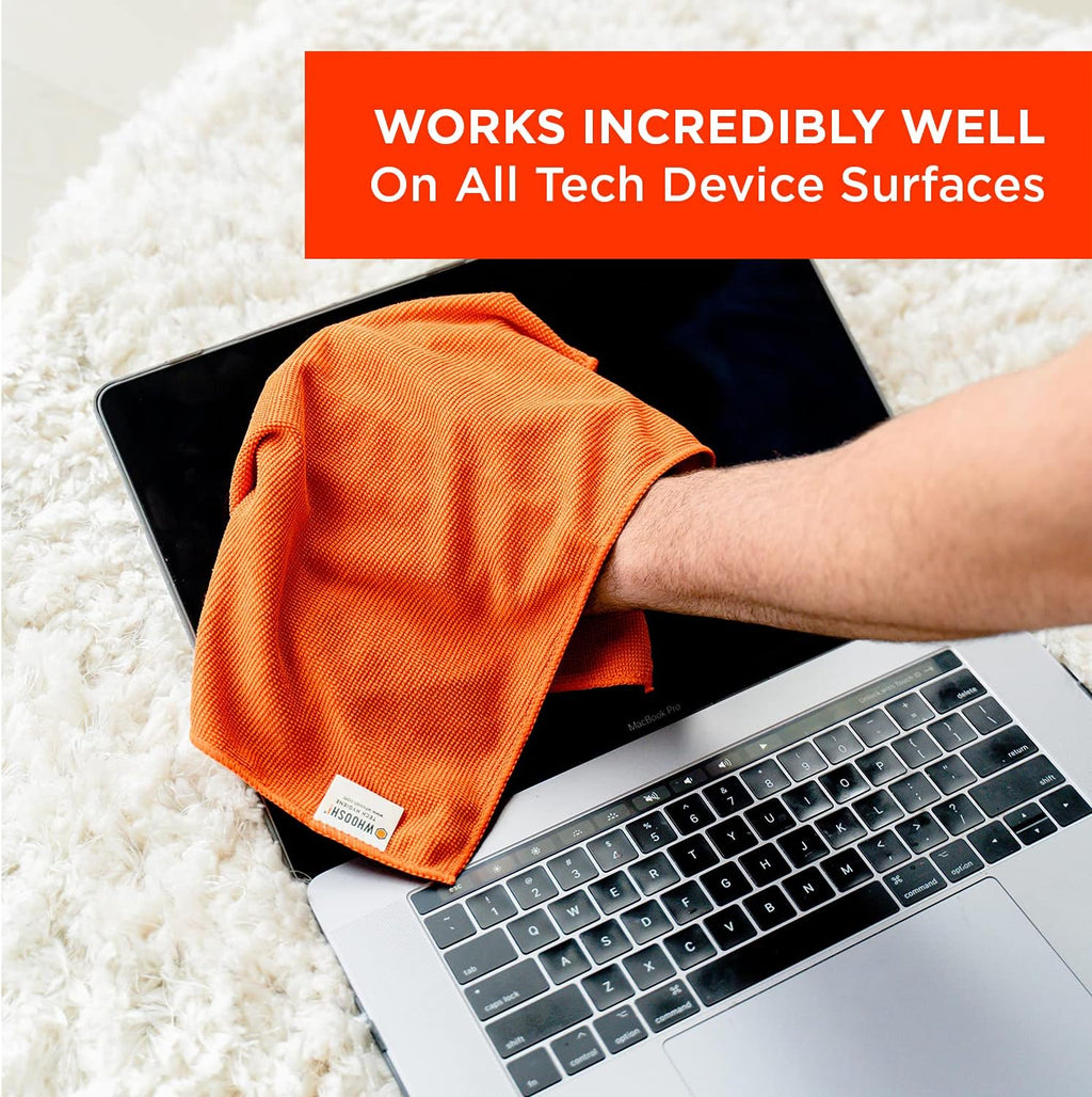 ! Microfiber Glasses & Screen Cleaning Cloth, 3 Pack, 14x14, Orange | Machine Washable, Suitable for Electronics – TV, Car, Computer, Laptop, Monitor & Eyeglasses, Prevents Scratches, Lint Free - view 3
