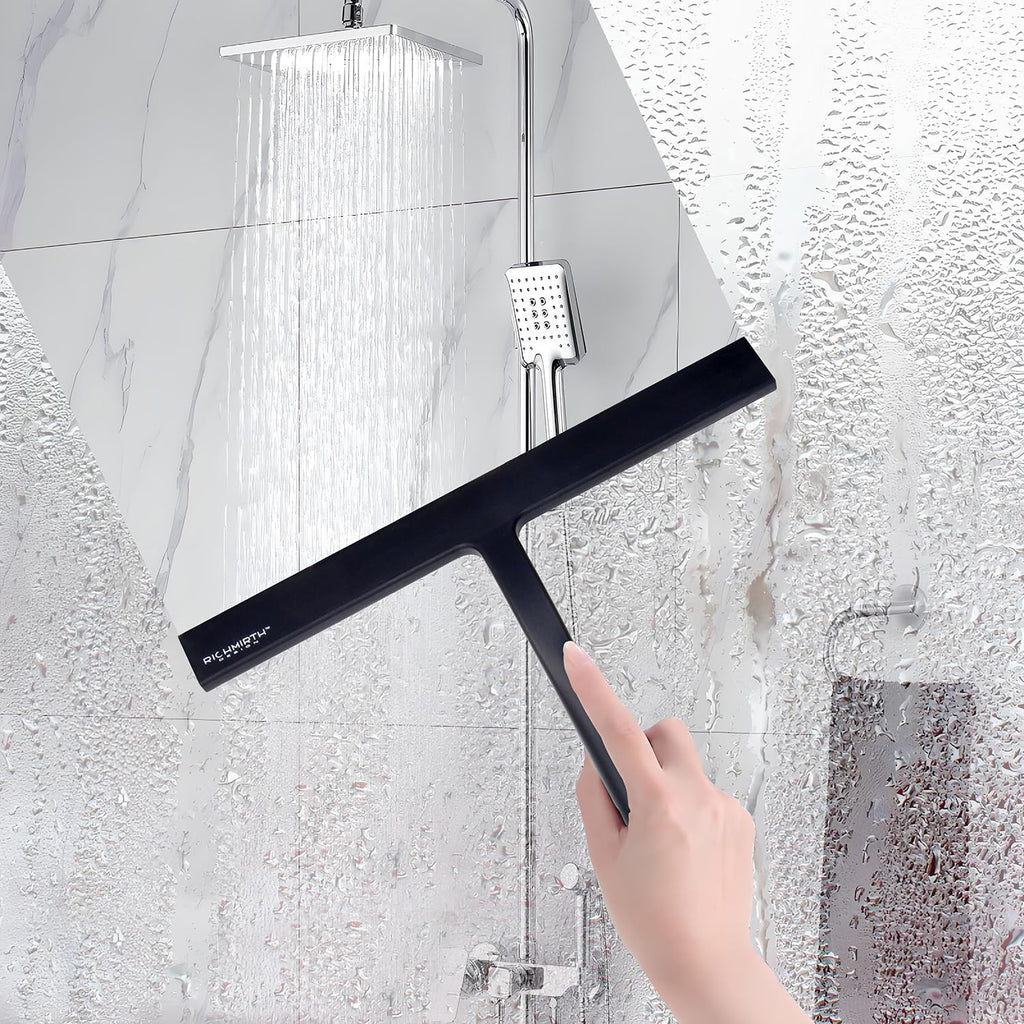 Silicone rubber blade & hook shower window squeegee 11" in width silicone car squeegee bathroom squeegee for shower doors car window, black - view 5