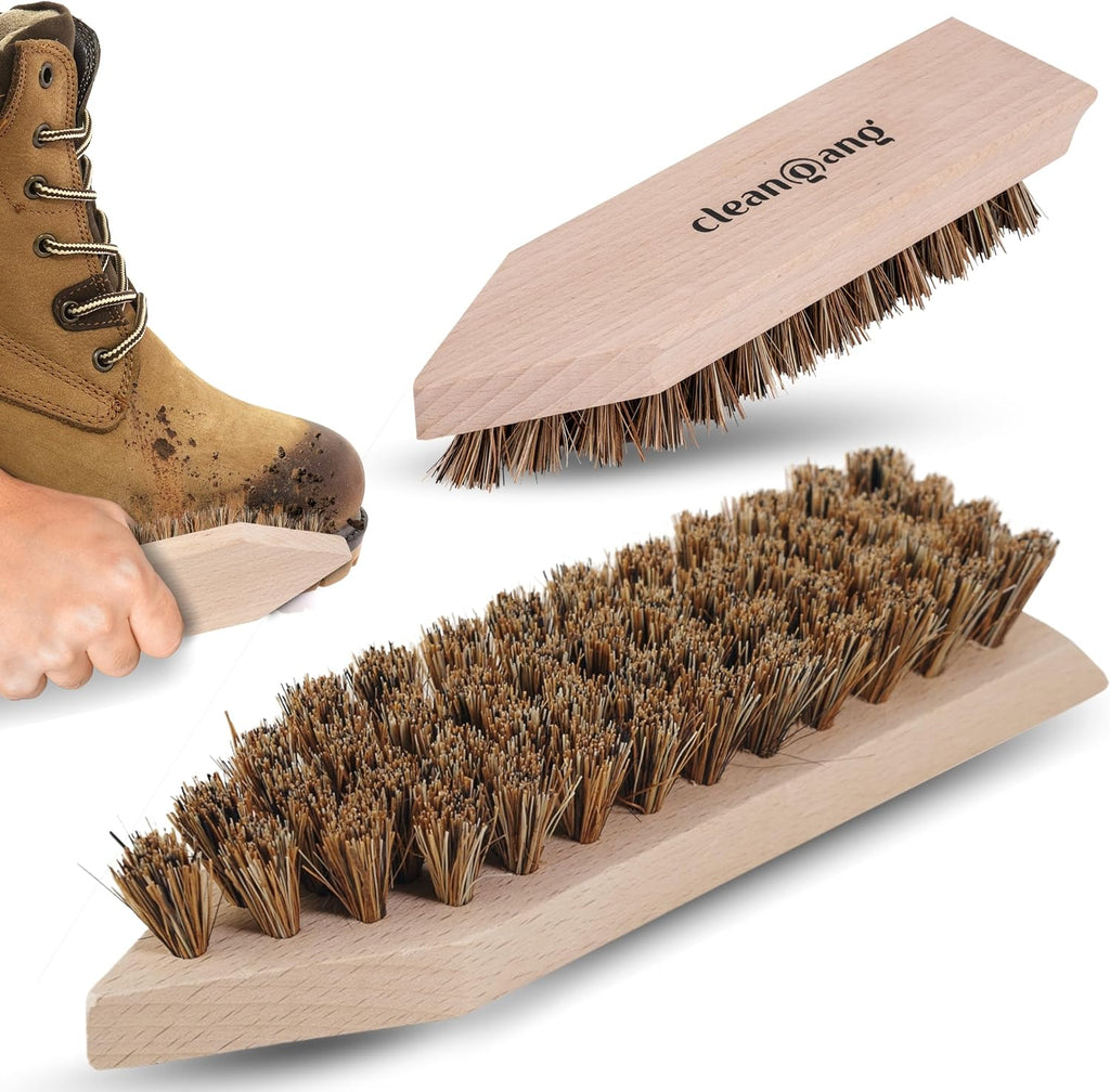 Dirt brush with coconut fibre shoe brush removes stubborn dirt, robust and high-quality shoe brush for flawless cleanliness, 1 piece, multicoloured