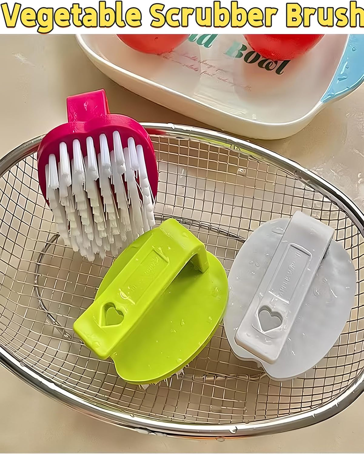 Vegetable Scrubber Brush -2 Pack Fruit and Vegetable Brushes Stiff Bristles | Vegetable Brush Scrubber for Food,Veggie Wash Brush,Vegetable Cleaner Brush for Fruits,Potatoes,Carrots & Firm Produce - view 8