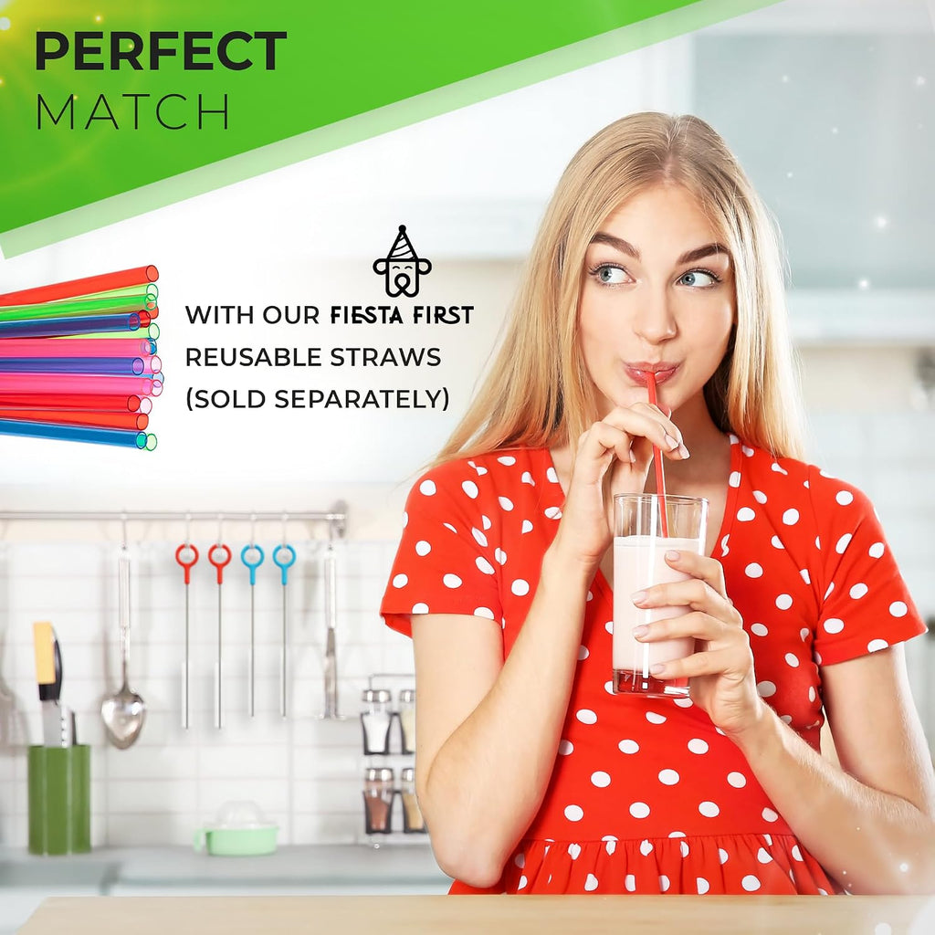 Heavy duty cleaning brushes set of 4 - extra long straw cleaners for metal and plastic reusable drinking straws, to clean small spaces, sippy cups, water bottles - sturdy hard brush bristles - view 6