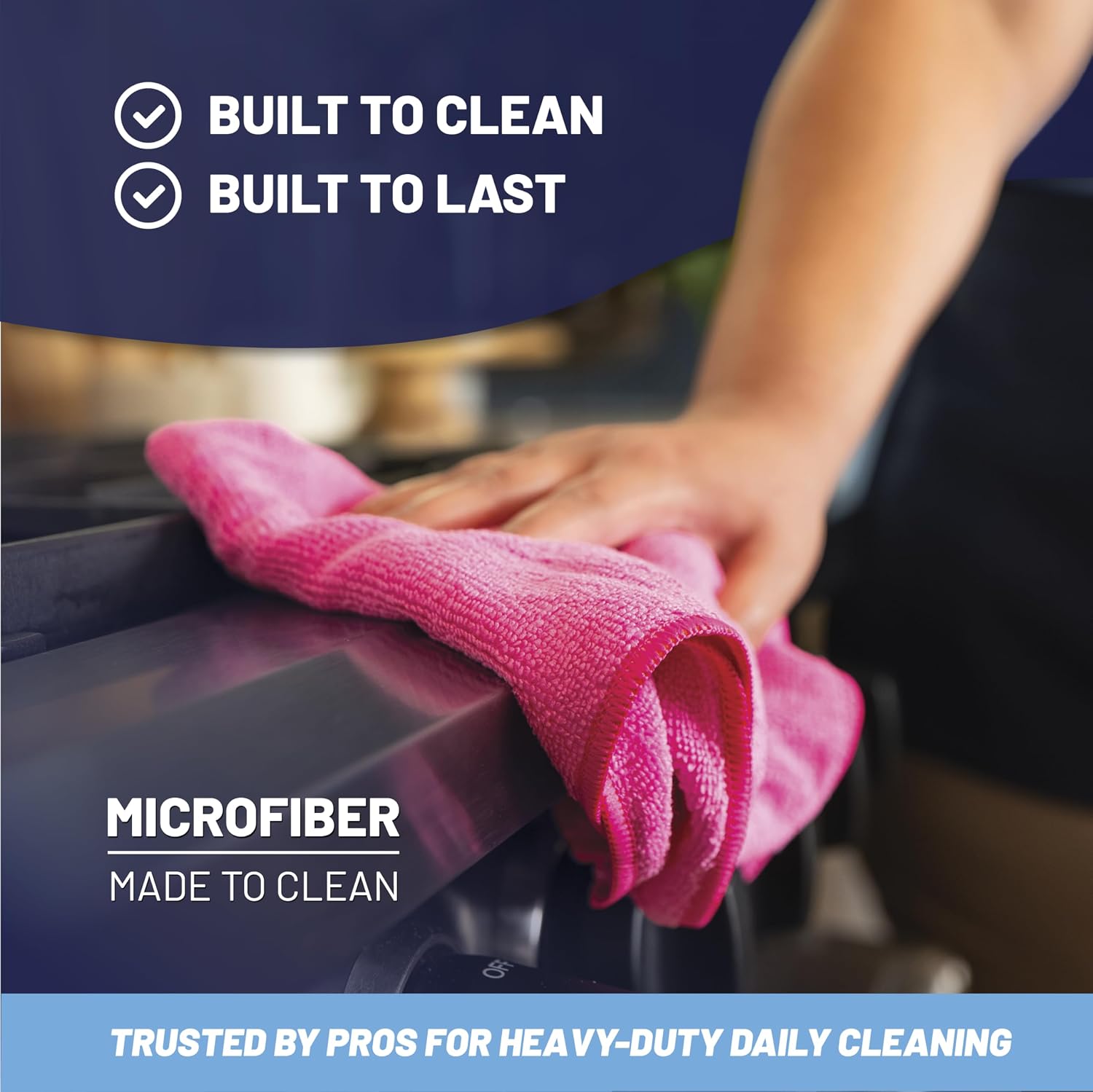 Microfiber cleaning cloth, red (12 pack), size 16" x 16", all purpose microfiber towels - clean, dust, polish, scrub, absorbent - view 4