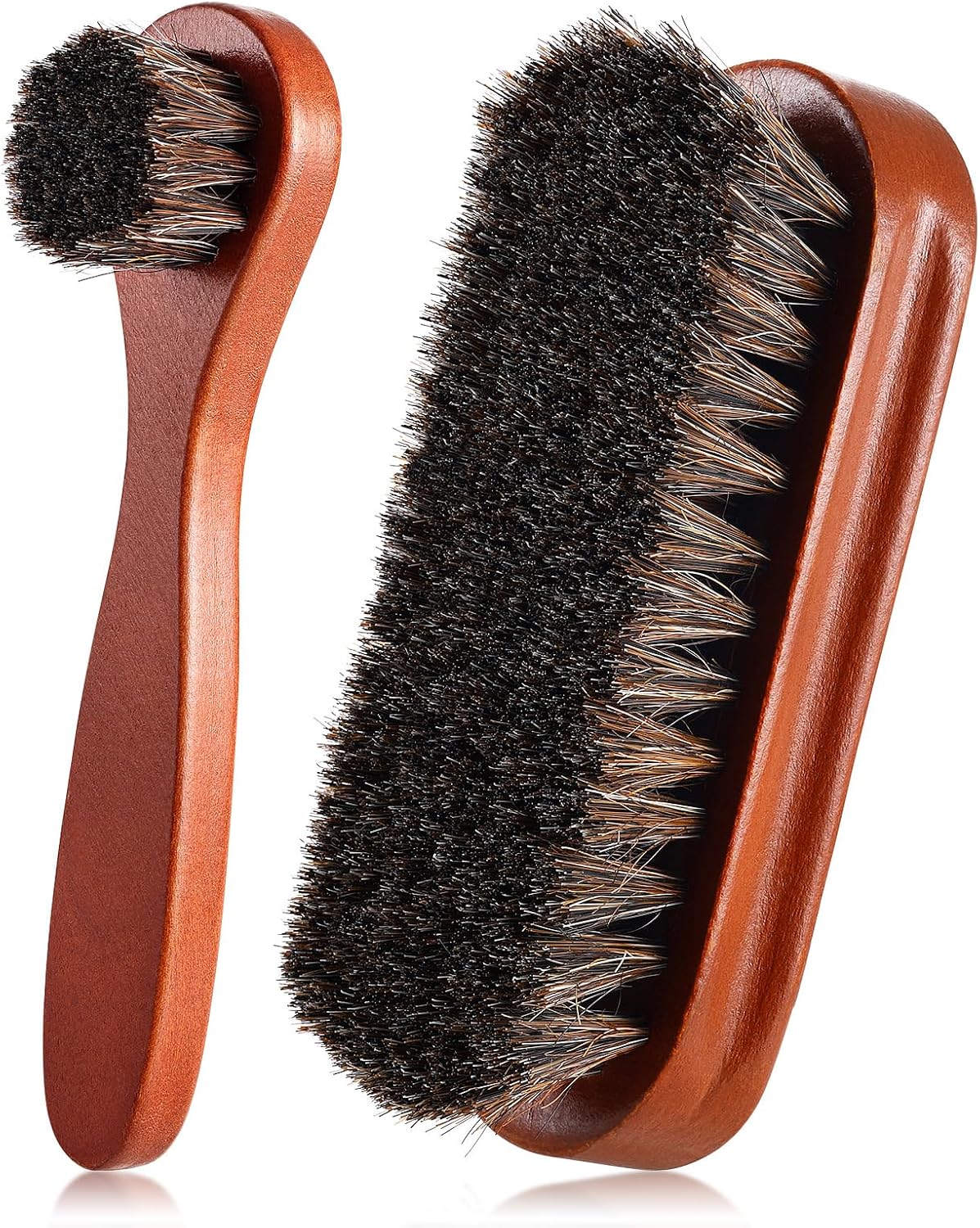 4 Pcs Horsehair Shine Shoes Brush Kit Polish Dauber Applicators Cleaning Leather Shoes Boots Care Brushes Suede Cleaner Brush with Microfiber Shoe Cloth(4 Pcs Style A) - view 8